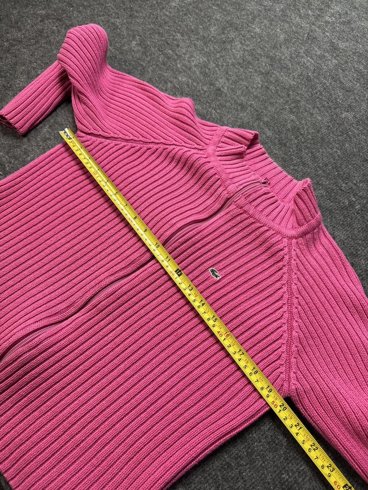 Lacoste 00s Luxury Vintage Lacoste Women’s Ribbed Zip Sweater Y2K Size S / US 4 / IT 40 - 17 Thumbnail