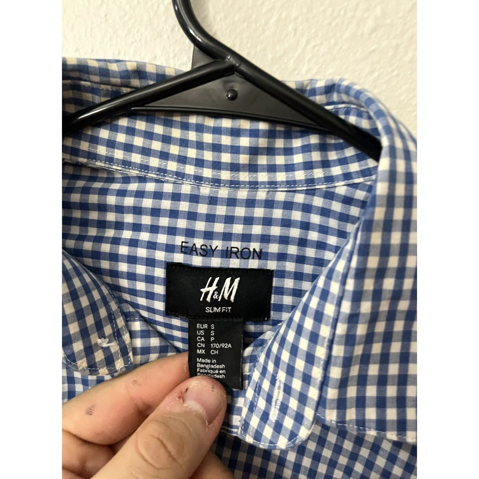 H&M H&M Shirt Mens Small Blue Gingham Slim Fit Button Up Long Sleeve Casual Preppy Shirt Size US S / EU 44-46 / 1 - 3 Thumbnail