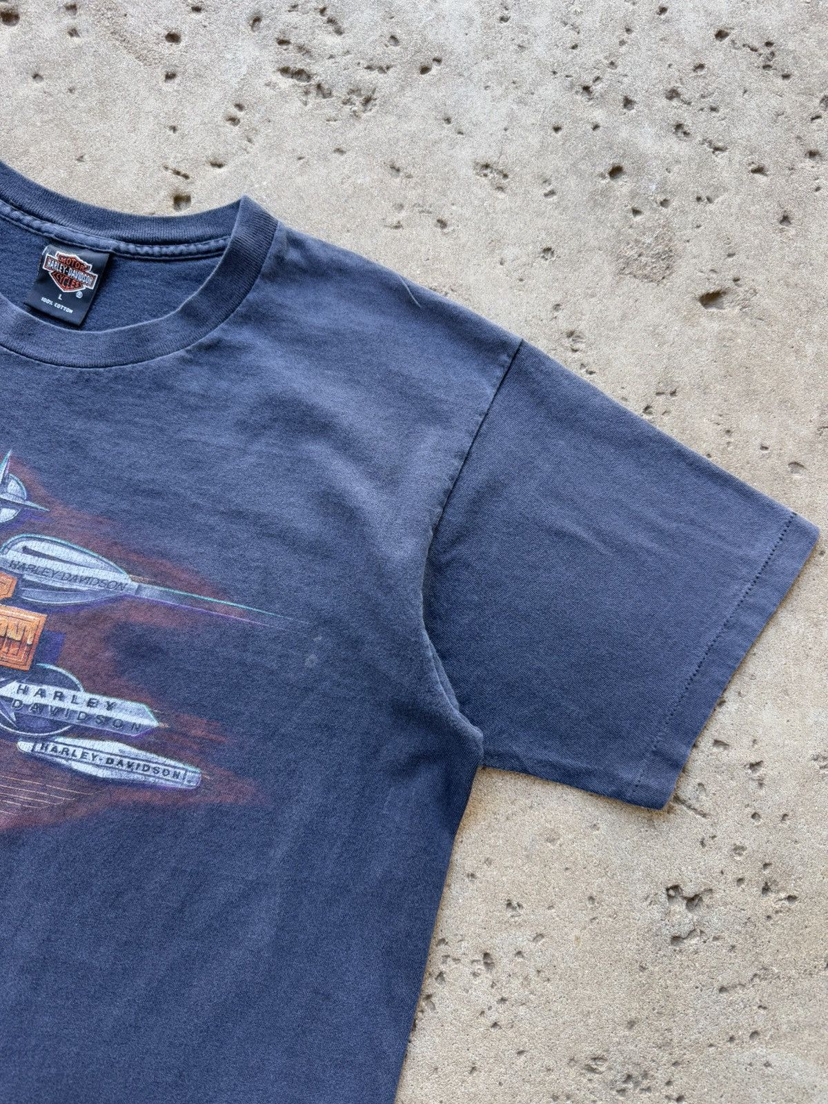 Harley Davidson × Vintage Vtg 90s Harley Davidson Daytona Graphic Fade Black Tee Large Size US L / EU 52-54 / 3 - 4 Thumbnail
