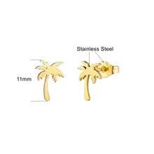 Jewelry Gold Palm Tree Stud Earrings – Stainless Steel Size ONE SIZE - 2 Thumbnail