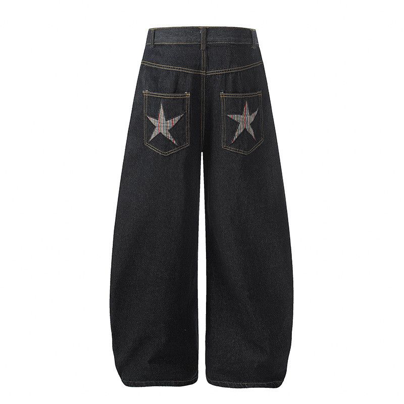 Jean American retro star embroidered curved jeans for men Size US 32 / EU 48 - 2 Thumbnail
