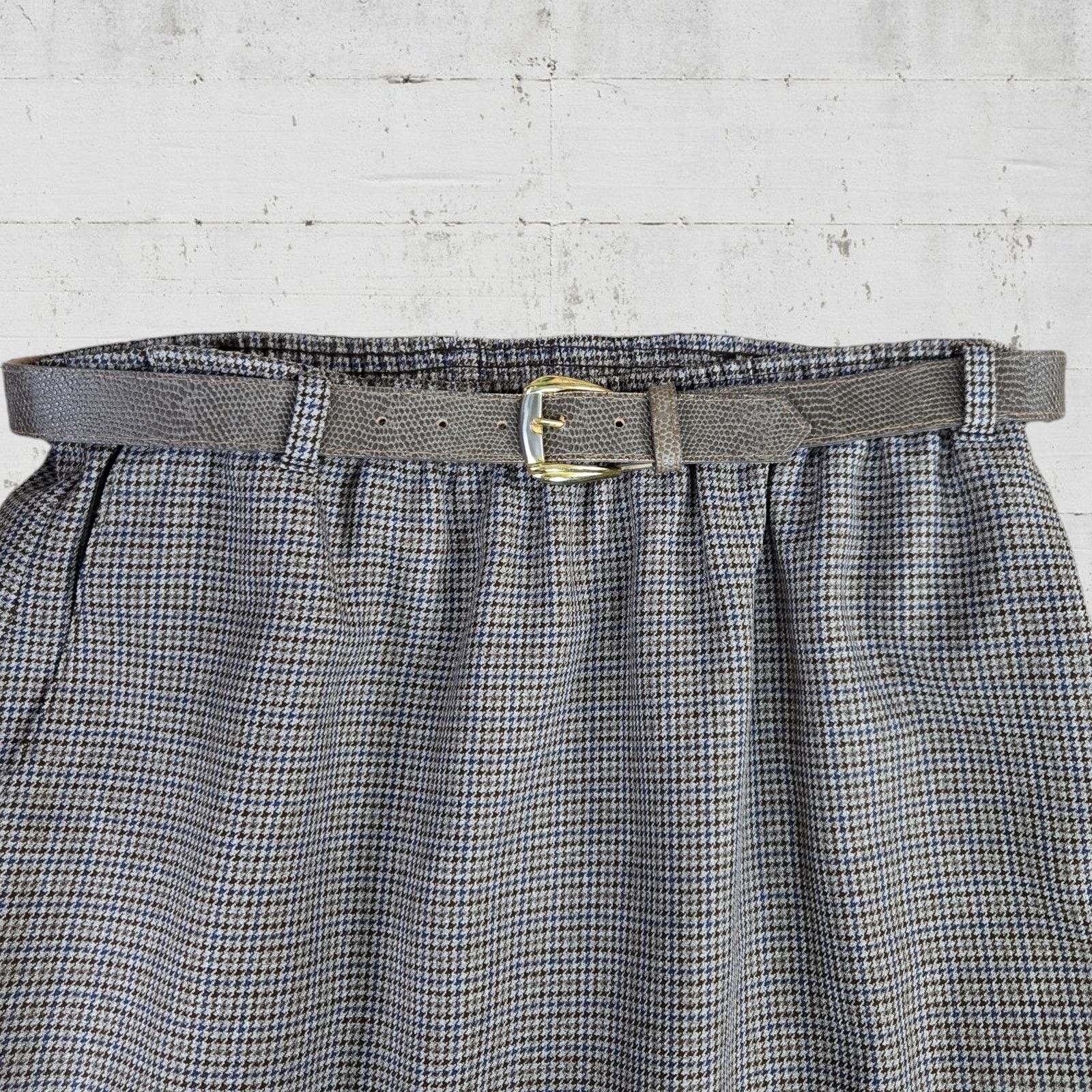 Vintage Houndstooth Brown Straight Midi Skirt Belted Size 10 Size 32" / US 10 / IT 46 - 5 Thumbnail