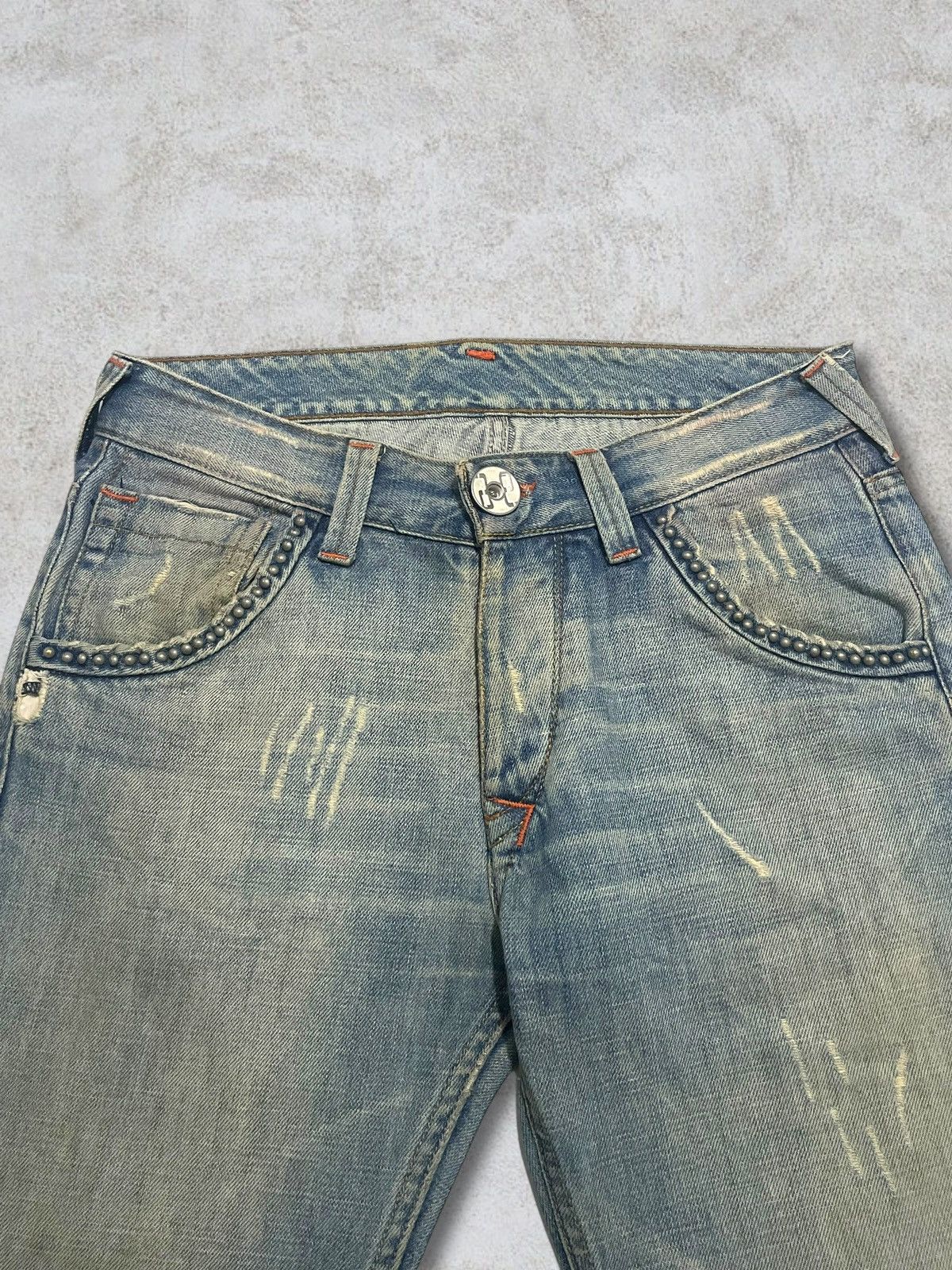 Japanese Brand Vintage Italian CJ Distressed Splatter Piercing Beads Jeans Size US 30 / EU 46 - 8 Thumbnail