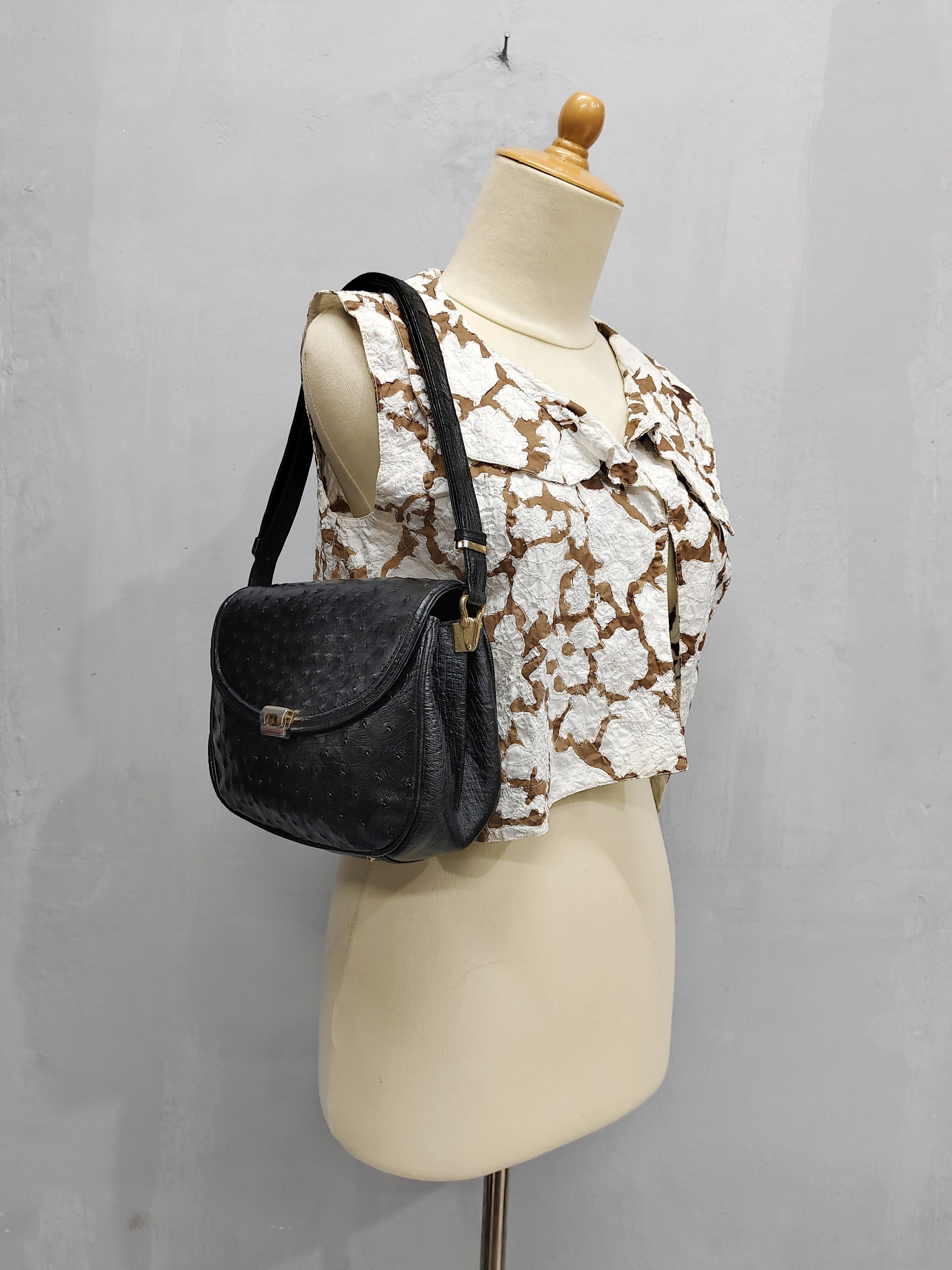 Vintage 90s G Borri🇮🇹Ostrich Leather Rare Exotic Designer Archive Size ONE SIZE - 10 Thumbnail