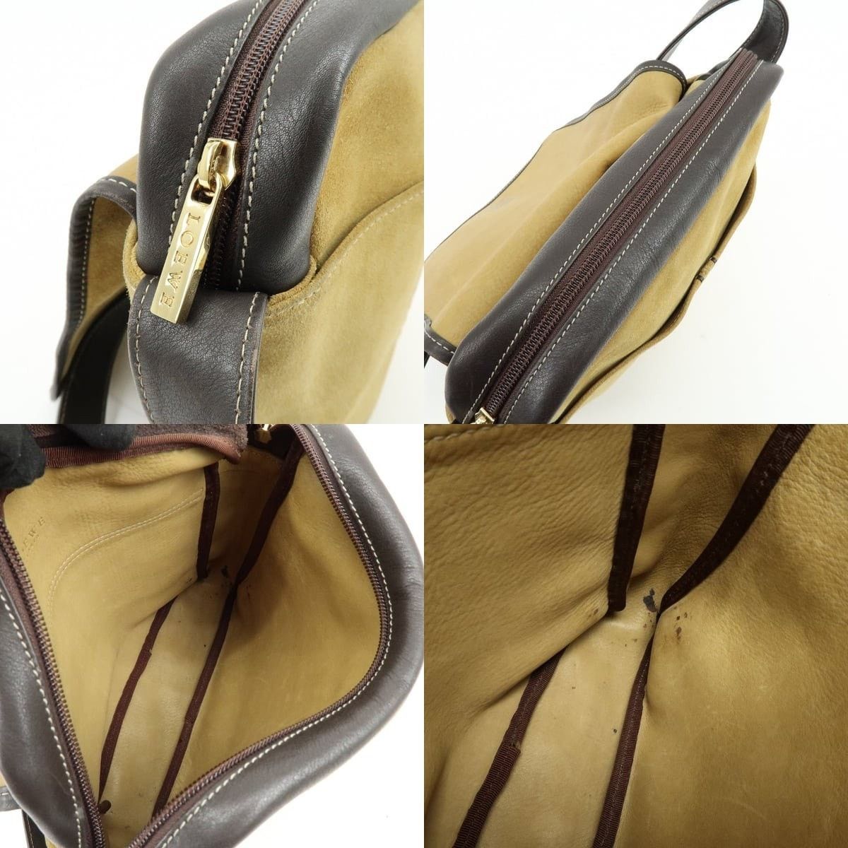 Loewe Loewe Anagram Suede Shoulder Bag Tan Size ONE SIZE - 7 Thumbnail