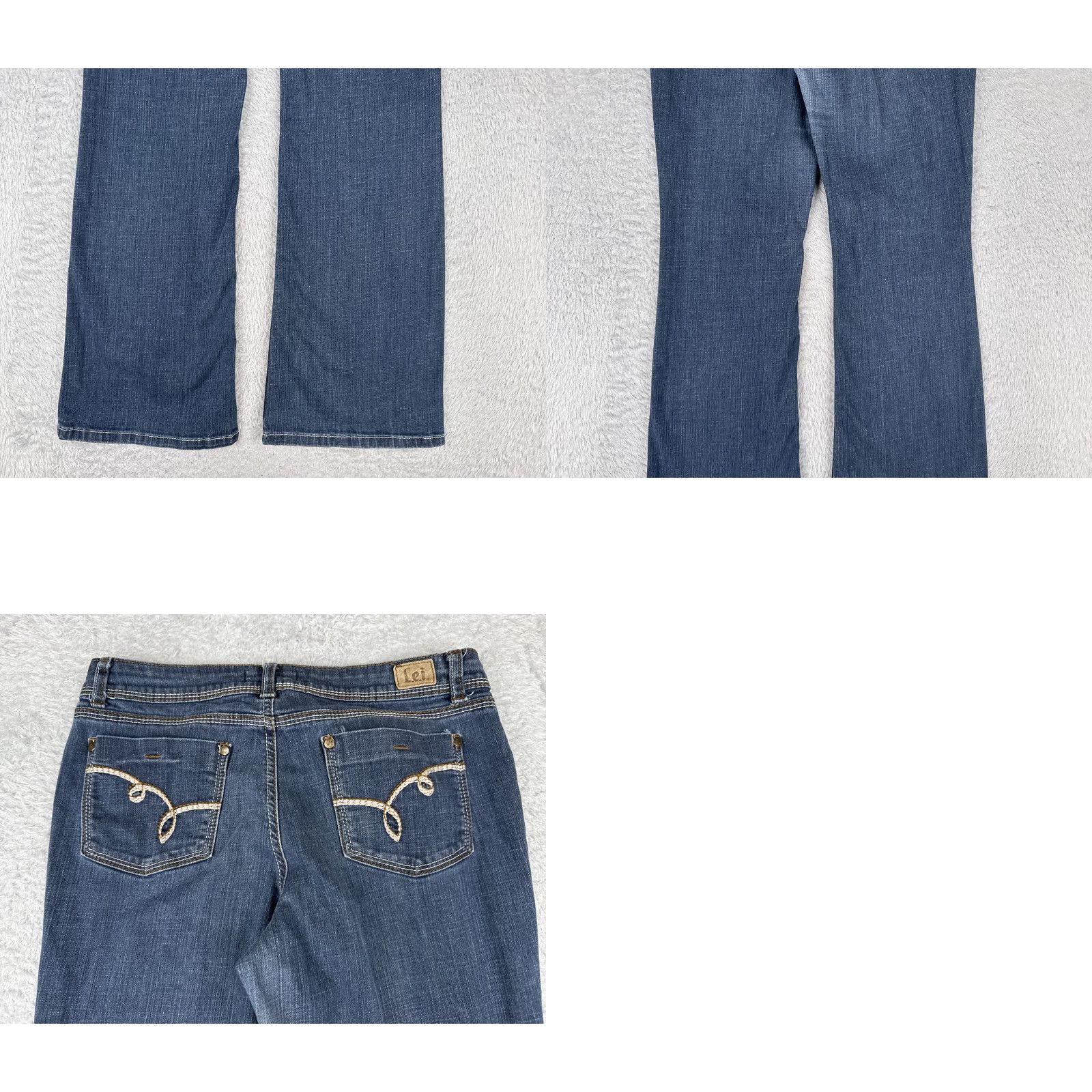 L.E.I. VINTAGE LEI Sophia Hiphugger Flare Jeans Womens 13 Blue Denim Mid Rise Bootcut 30x30 Size 34" / US 12 / IT 48 - 10 Thumbnail