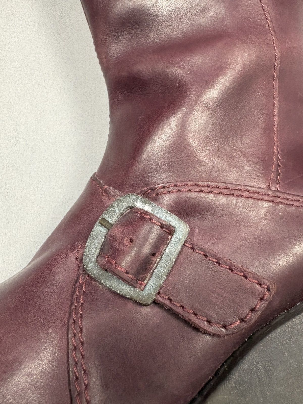 Fly London Fly London Mes II Leather Buckle Boots Burgundy Mid Calf 37 Size US 7 / IT 37 - 19 Thumbnail