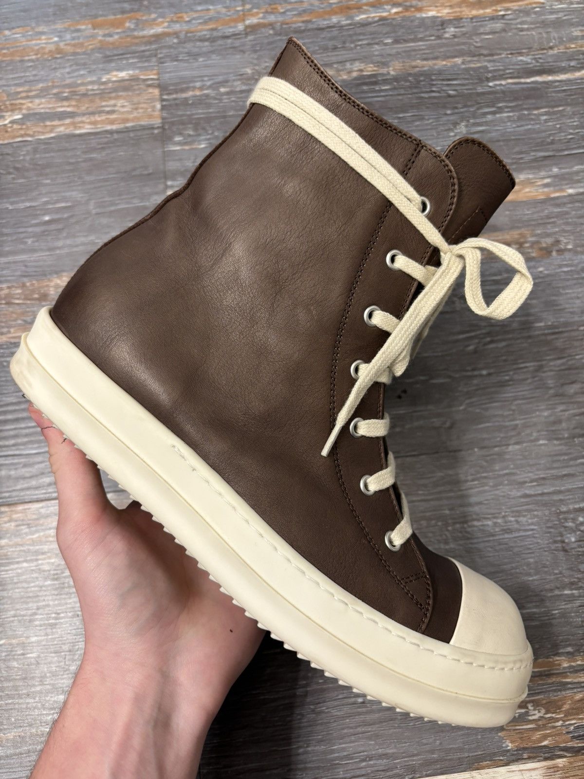 Rick Owens Ramone Mainline Brown Leather Shoes, Men's (Size 10)