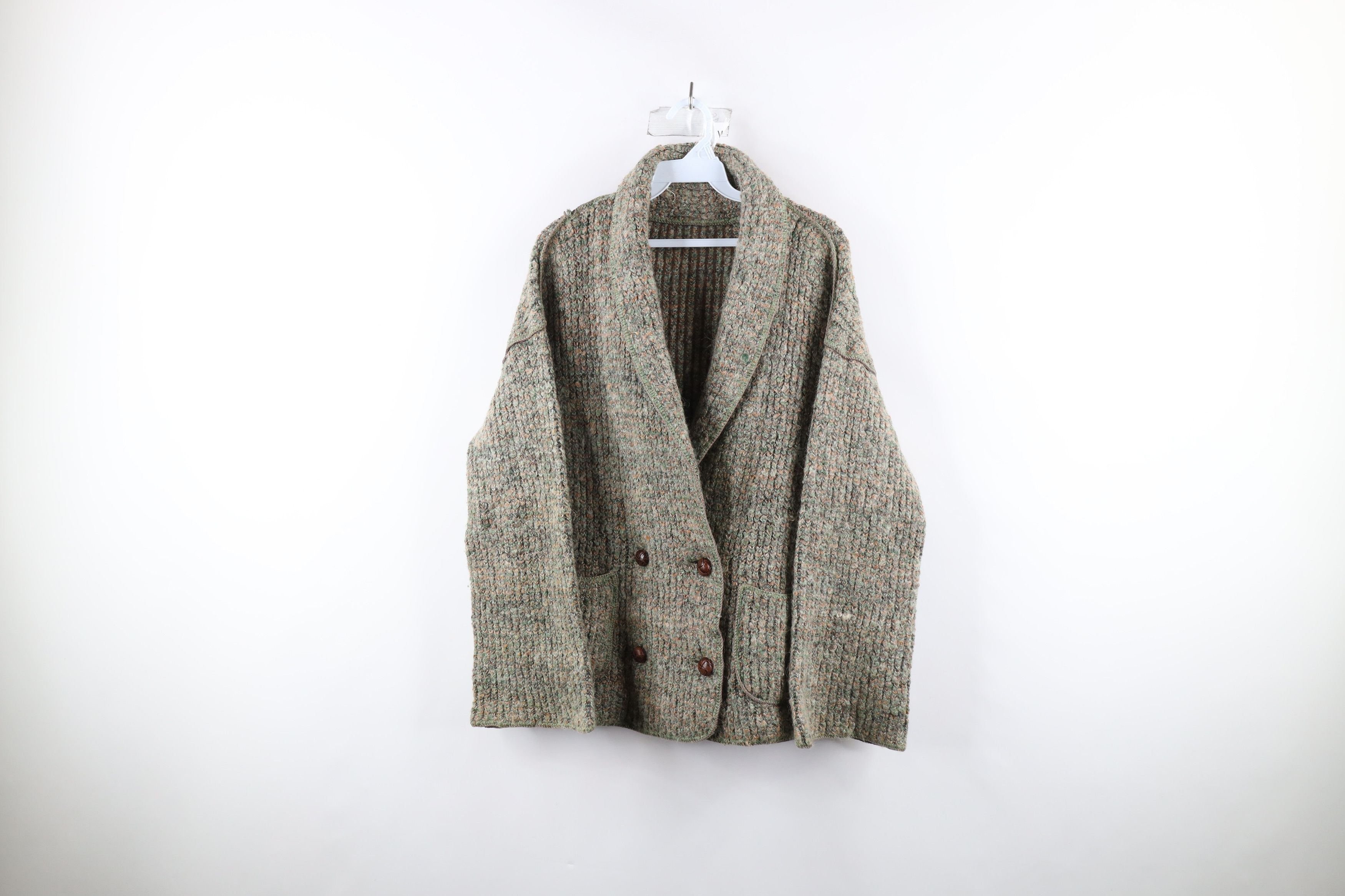 Vintage 50s 60s Knit Flared Sleeve Shawl Cardigan Sweater
