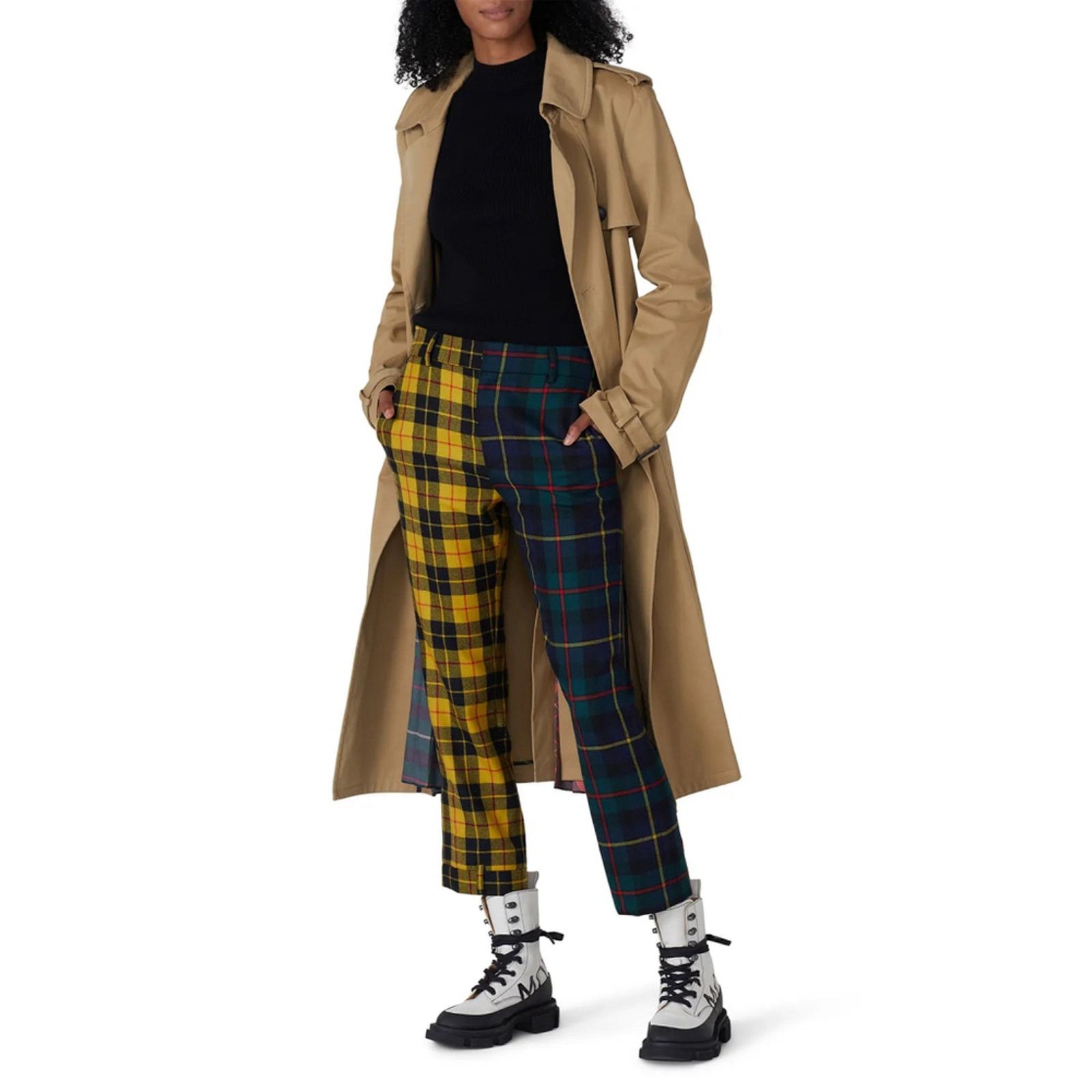 MONSE MONSE Colorblock Plaid Wool Trousers Made in USA Size 4 Size 27" / US 4 / IT 40 - 1 Thumbnail