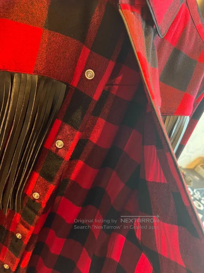 Valentino Valentino Black and red plaid sheepskin fringed wool shirt Size US M / EU 48-50 / 2 - 8 Thumbnail