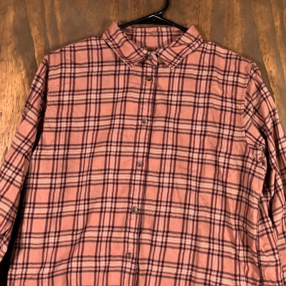 Uniqlo VINTAGE Uniqlo Womens Shirt Brown Plaid Flannel Button-Up Long Sleeve 100% Cotton Small Size S / US 4 / IT 40 - 2 Thumbnail