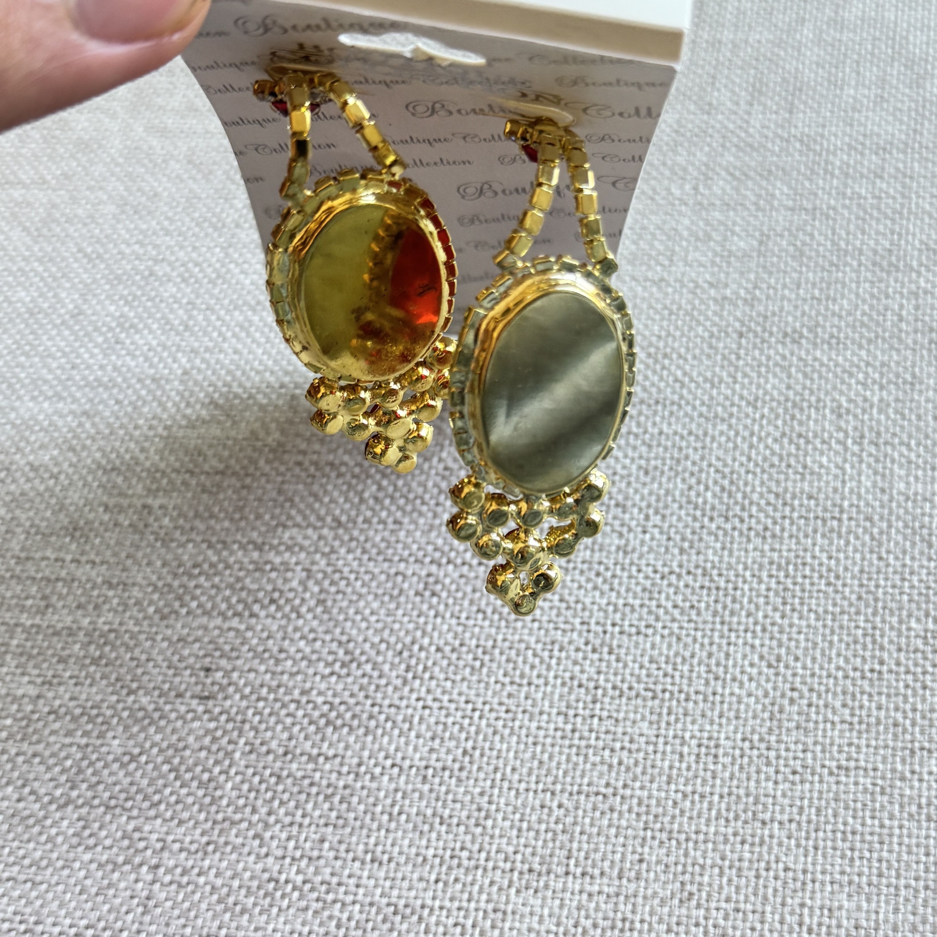 Other Boutique Collection Red Gold Rhinestone Drop Earrings Size ONE SIZE - 5 Thumbnail