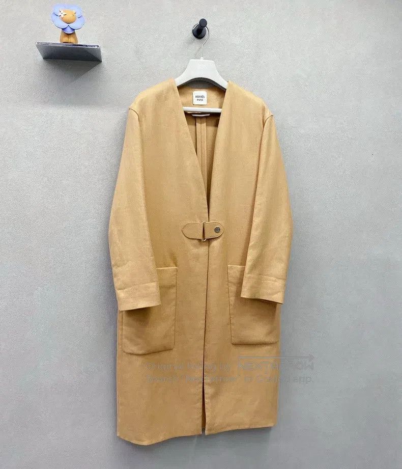 Hermes Hermes Khaki linen coat, 98% linen and 2% cotton Size XXS / US 00 / IT 34 - 3 Thumbnail