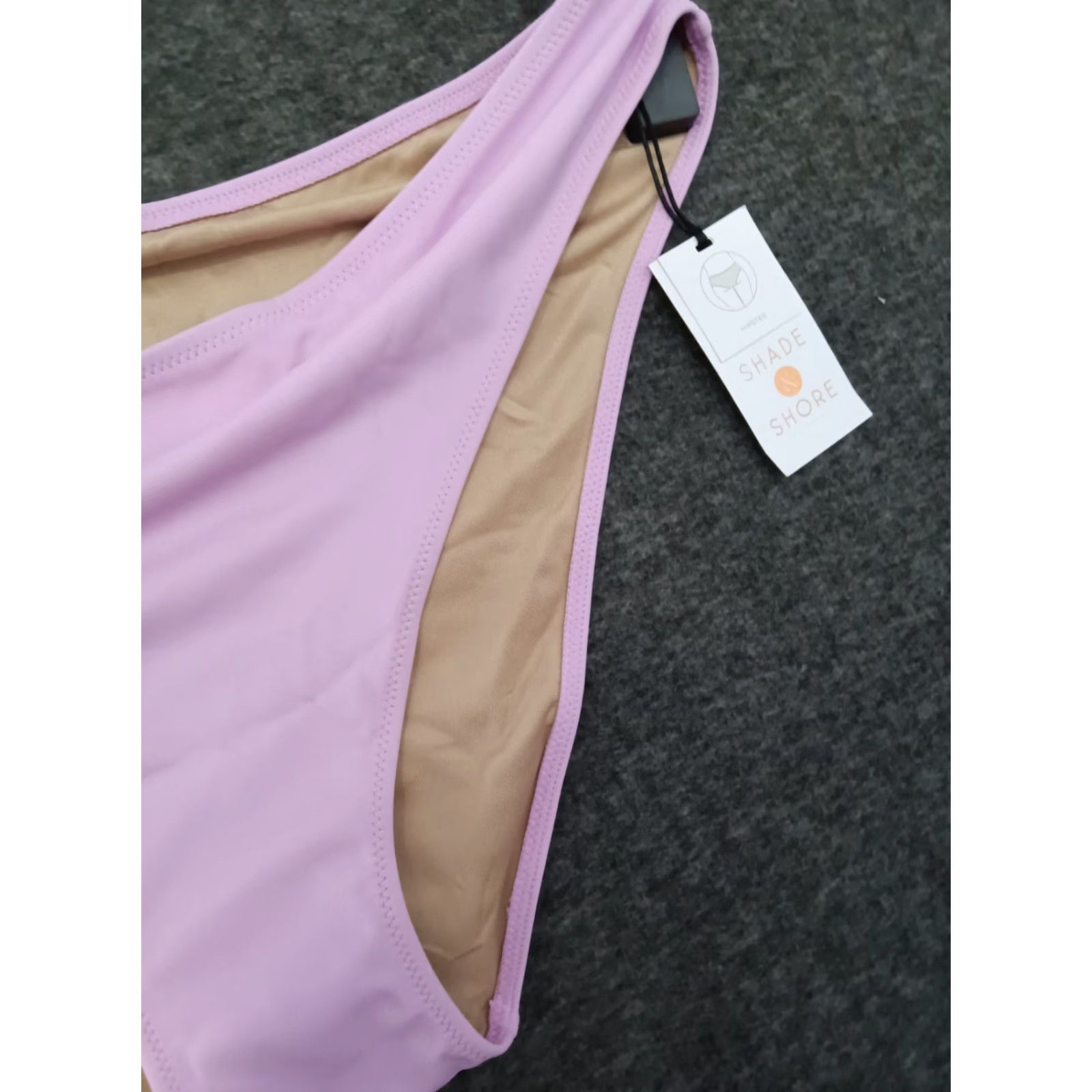 Vintage Shade & Shore Bikini Bottom Swimsuit XL Purple Solid Nylon Spandex Women Beach 16-18 Adult Women's Bottom Strap Lined Lightweight Stretching Comfort Size 40" / US 18 - 7 Thumbnail