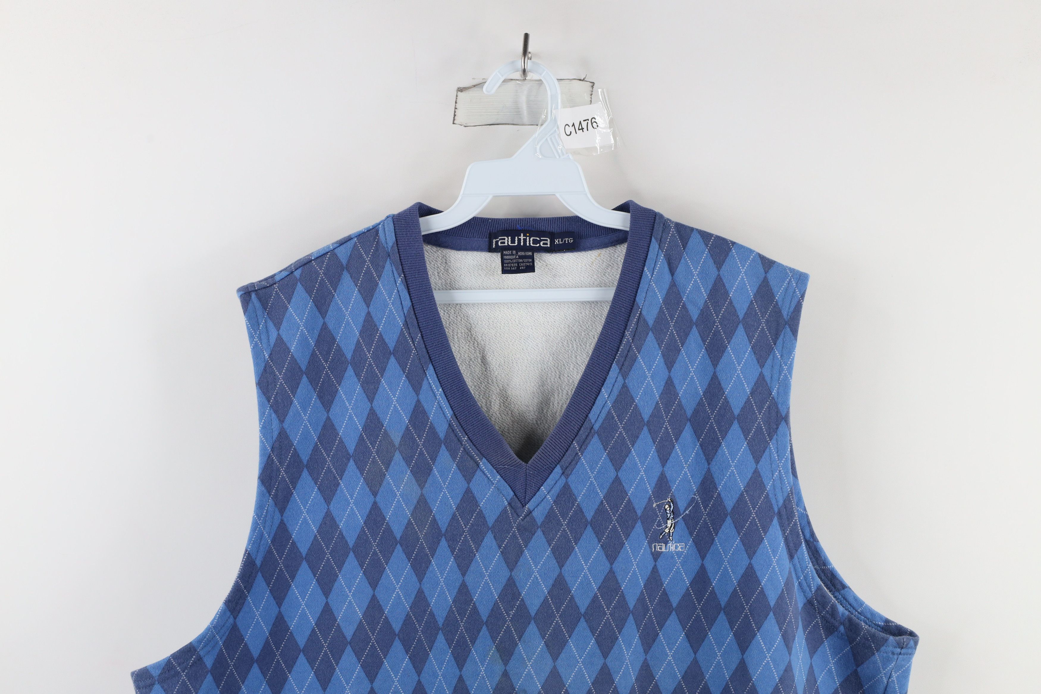 Nautica × Vintage Vintage 90s Nautica Spell Out Argyle Diamond Sweater Vest Size US XL / EU 56 / 4 - 2 Thumbnail
