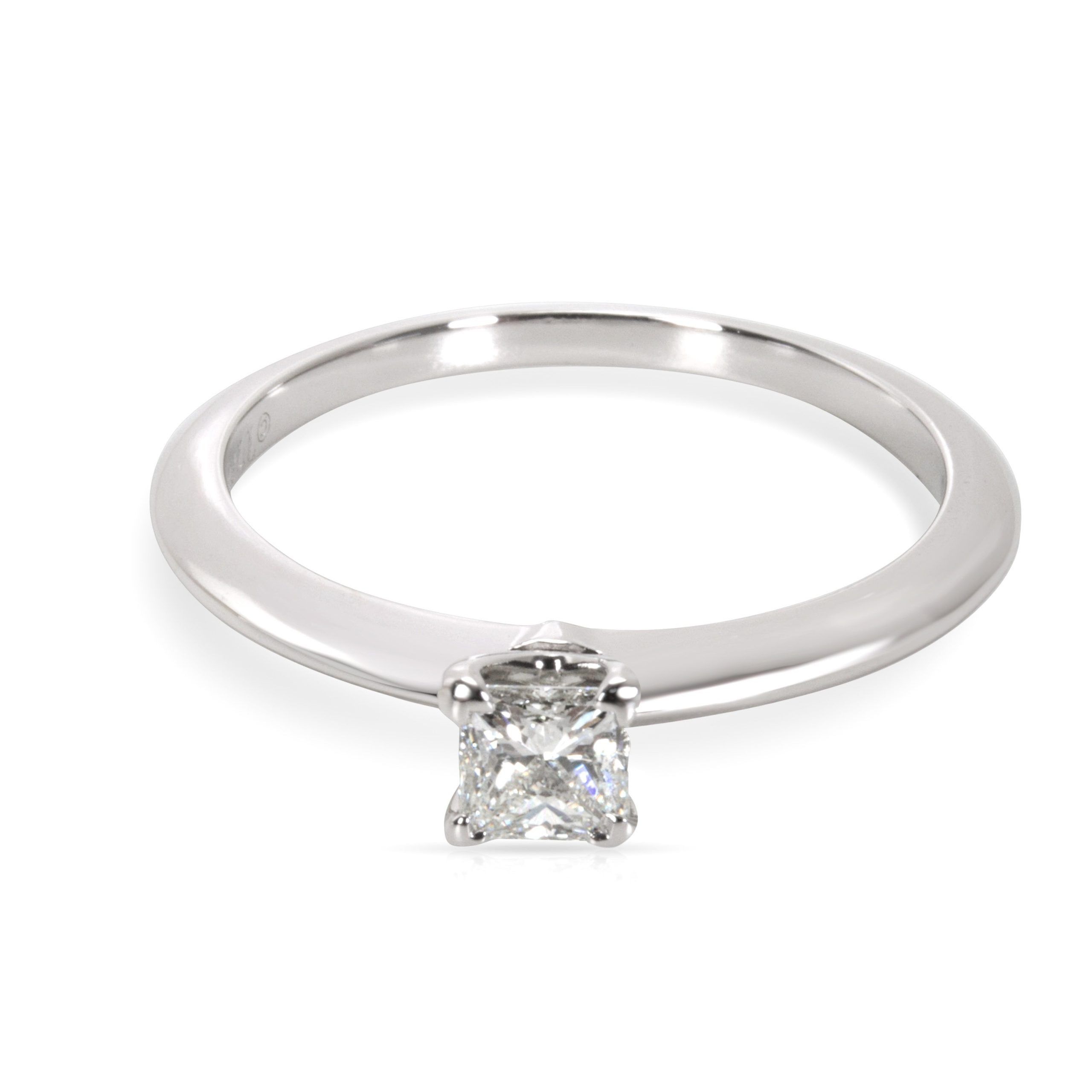 image of Tiffany Co Tiffany & Co. Princess Cut Diamond Engagement Ring In Platinum (0.26 Ct G/vvs1) in Silve