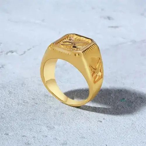 Vintage Gold Plated Bird Stamp Bird Rings Size ONE SIZE - 4 Thumbnail
