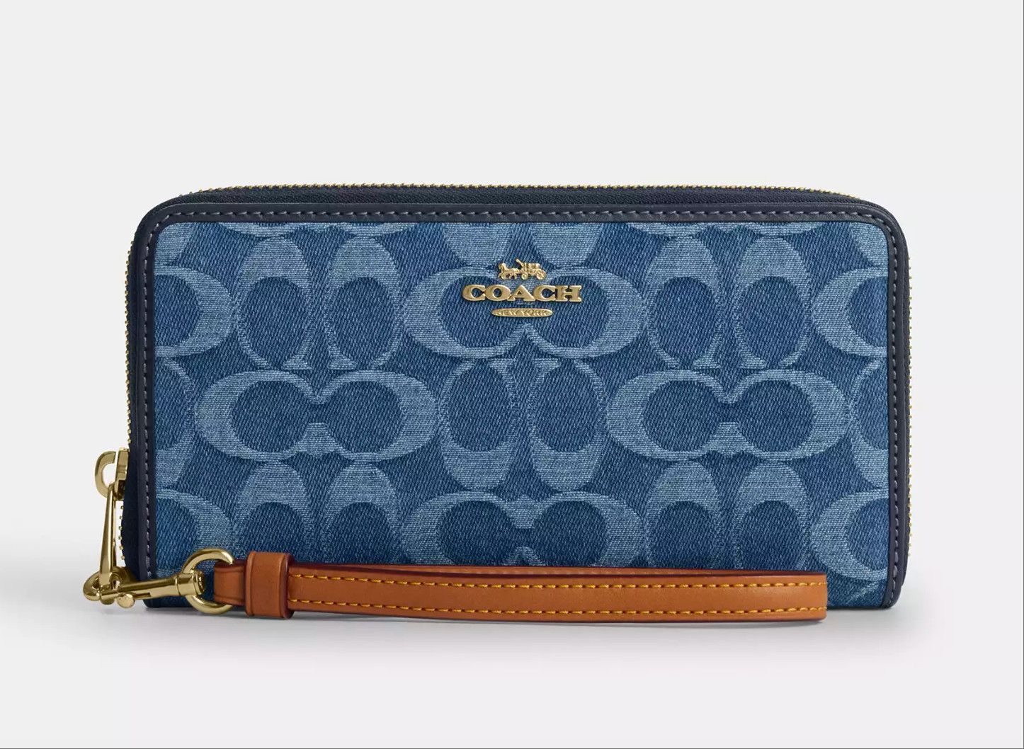 Coach Long Zip Around Wallet In Signature Denim CDE93 Size ONE SIZE - 8 Thumbnail