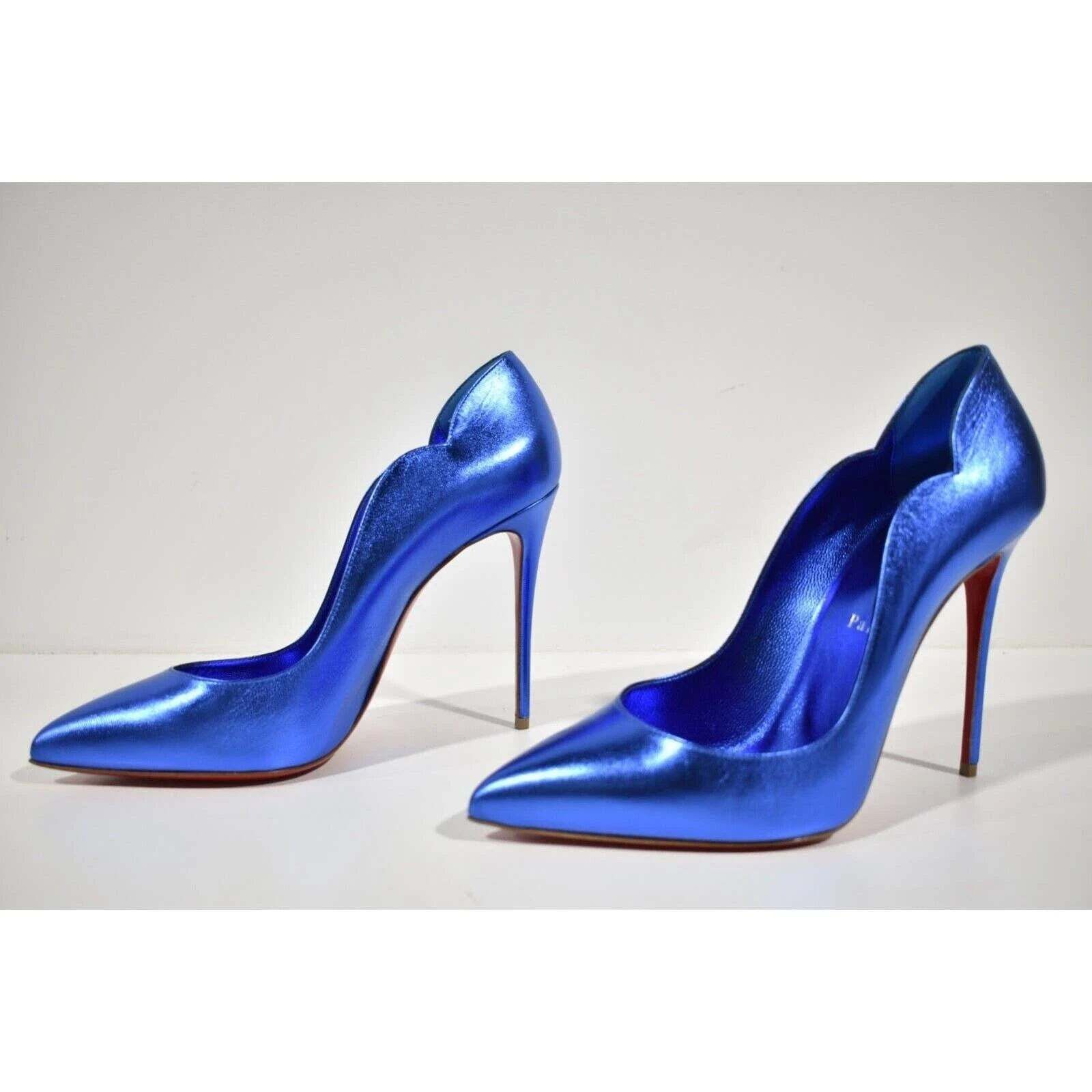 Christian Louboutin Hot Chick 100 Alize Blue Leather Pointed Toe Heel Pump 35.5 Size US 5.5 / IT 35.5 - 9 Thumbnail