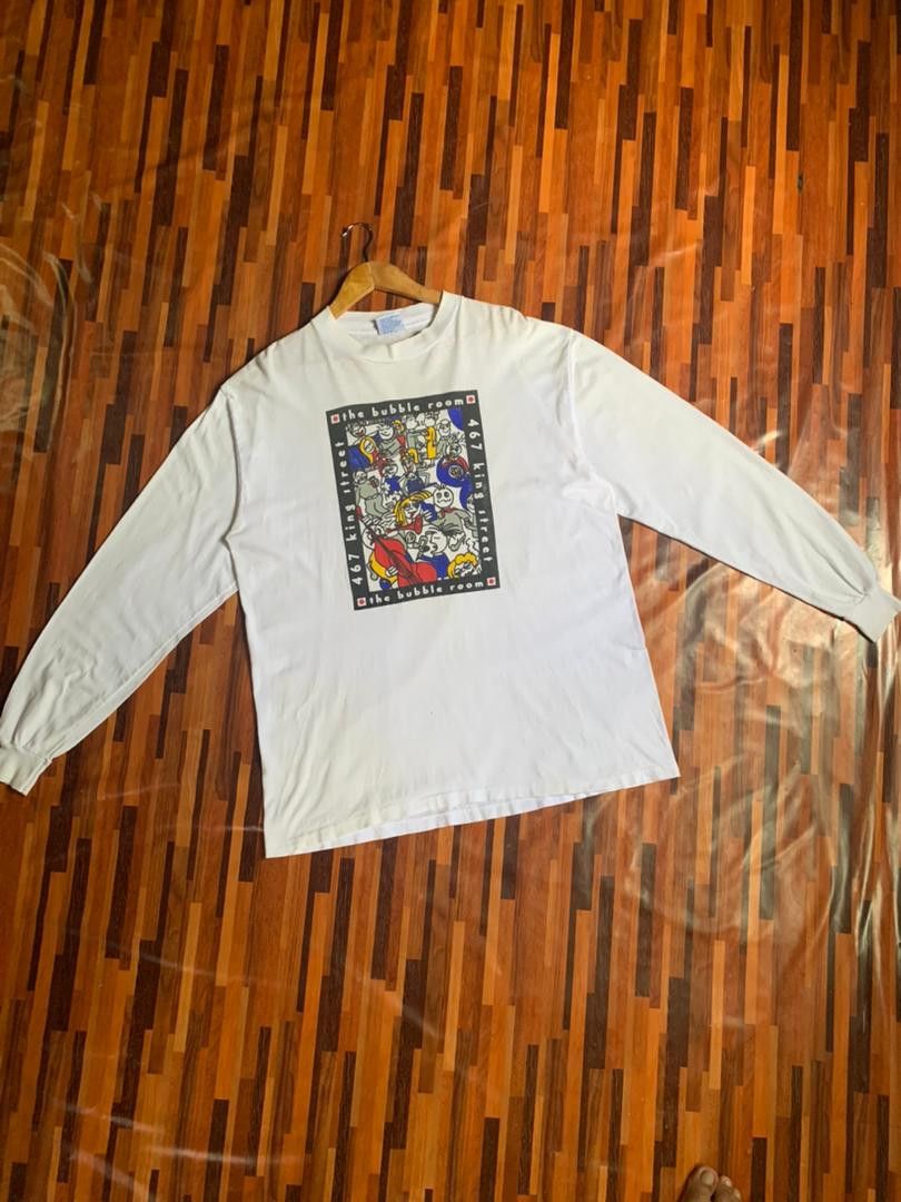 Vintage 90s THE BUBBLE ROOM 467 KING STREET long-sleeve t-shirt Size US L / EU 52-54 / 3 - 3 Thumbnail