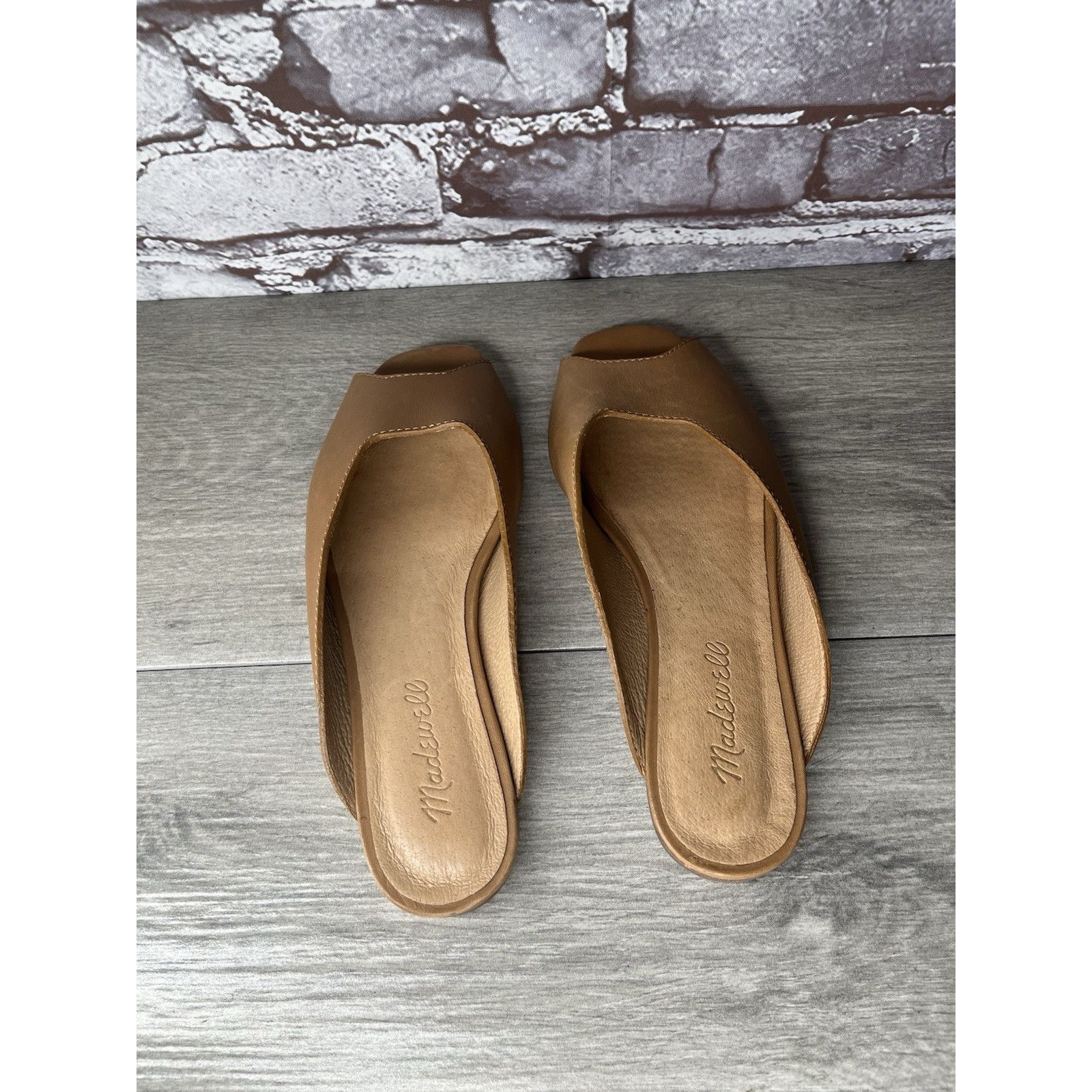 Madewell Madewell The Erica Peep-Toe Mule in English Saddle tan leath Size US 6.5 / IT 36.5 - 5 Thumbnail