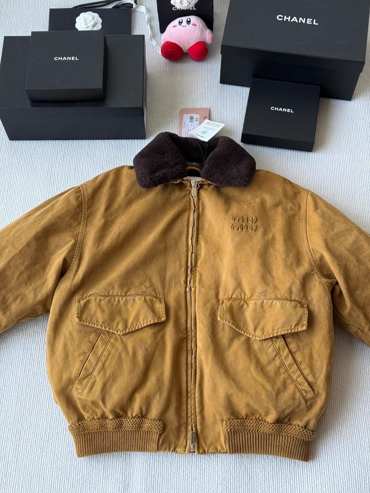 Other Miu Miu Runway Dark Brown Fur Collar Denim Down Jacket Size XS / US 0-2 / IT 36-38 - 1 Thumbnail
