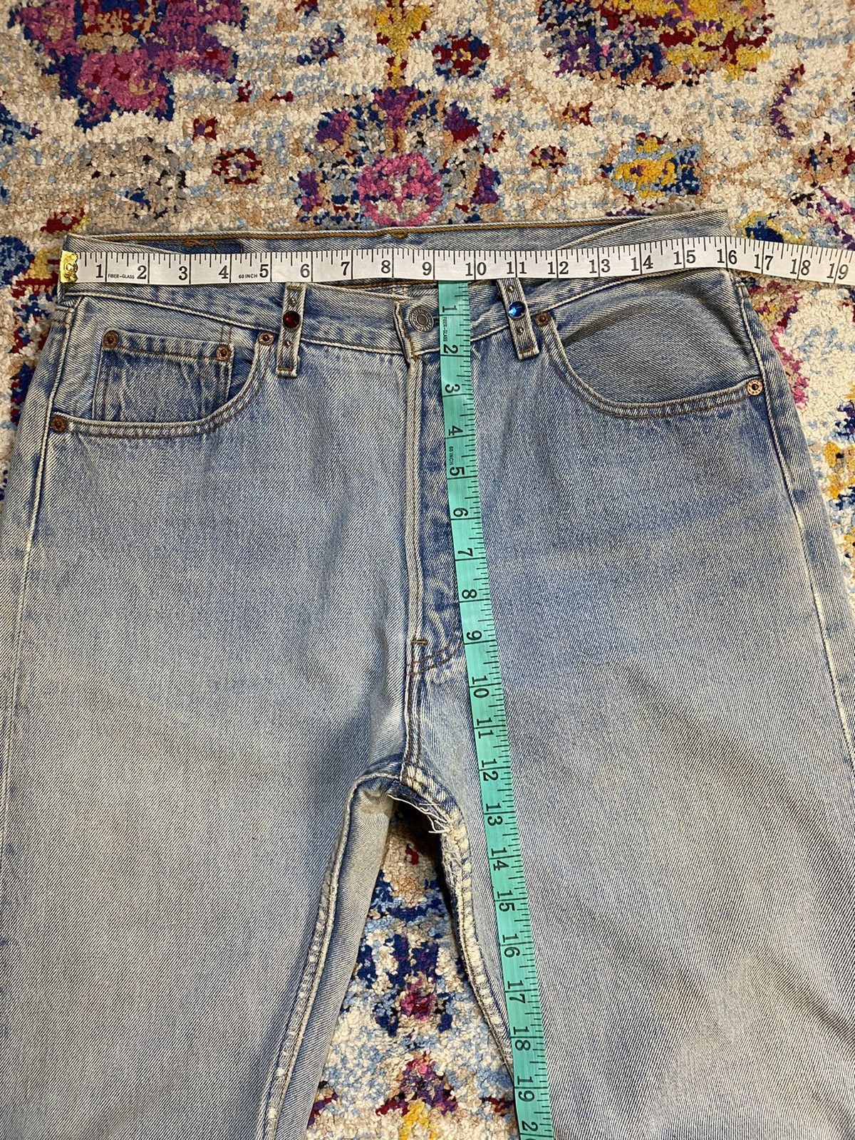 Levi's × Vintage WASHED BLUE 501 LEVIS RINDEM CUSTOM STUDS RHINESTONE Size US 33 - 20 Thumbnail