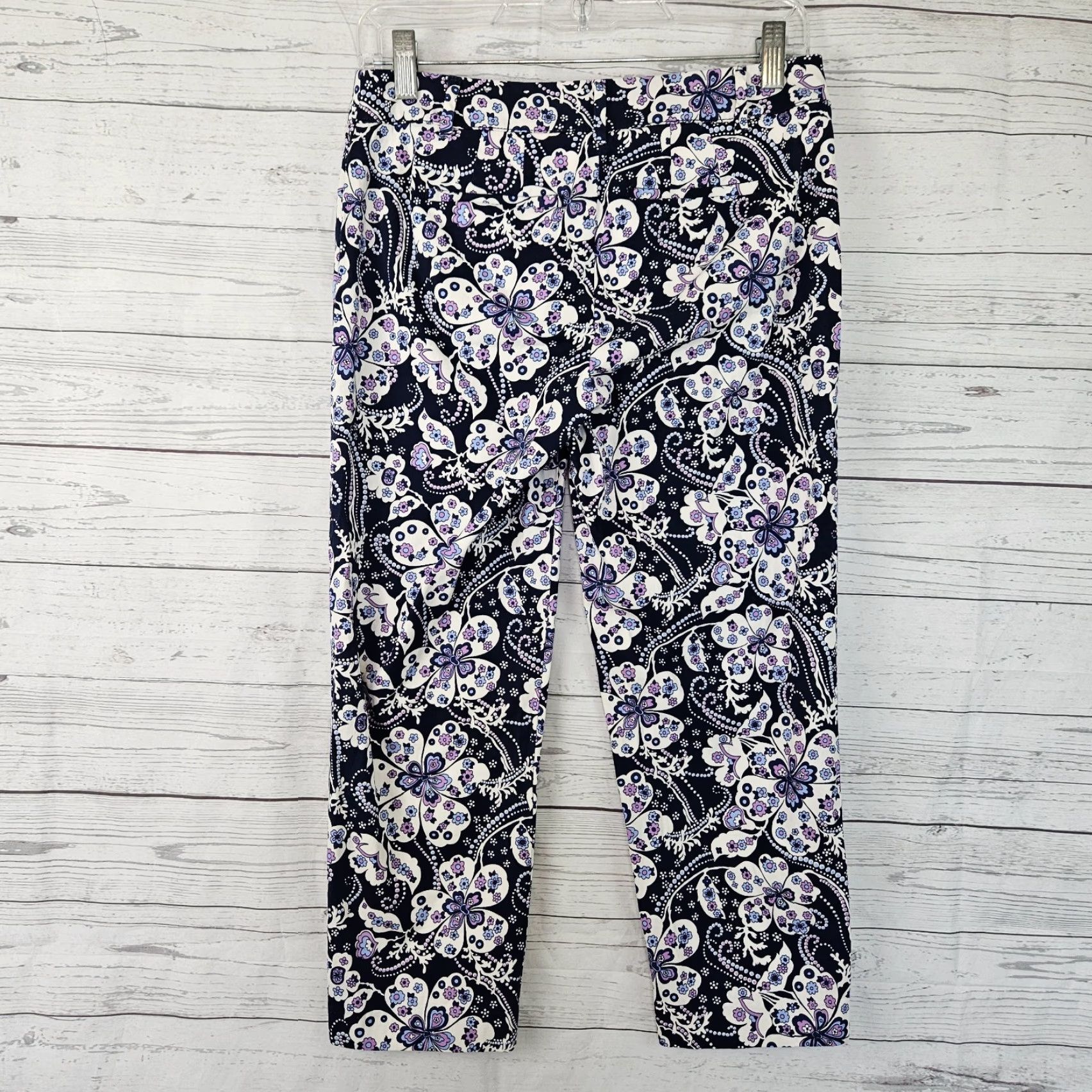 Talbots Talbots Womens Perfect Crop Pant Sz 2P Blue Floral Mid Rise Cropped Pants Womens 2P Blue Floral 22 Inseam 8.5 Rise Size 26" / US 2 / IT 38 - 4 Thumbnail