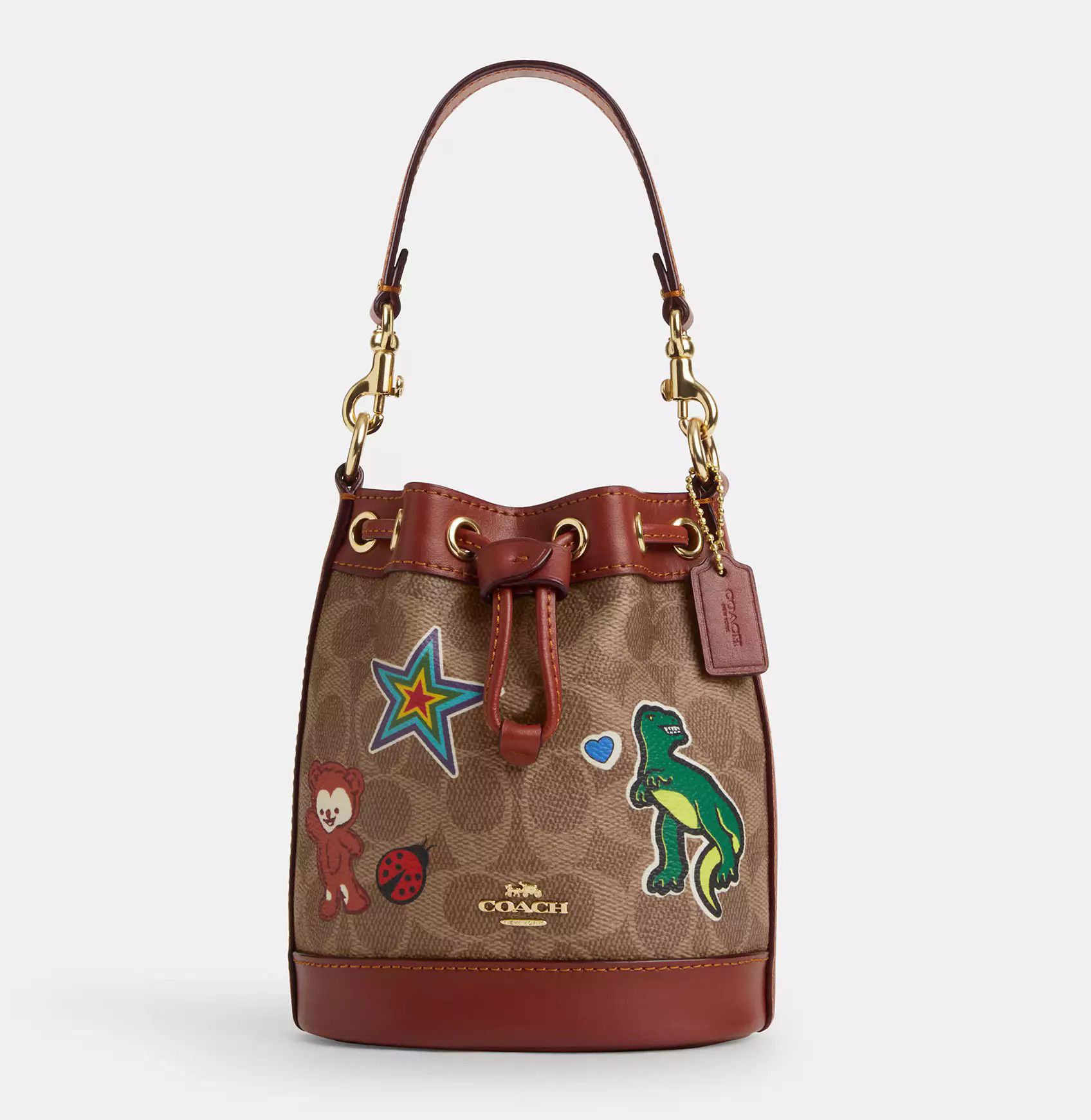 Coach Mini Bucket Bag In Signature Canvas With Sticker Print Size ONE SIZE - 5 Thumbnail