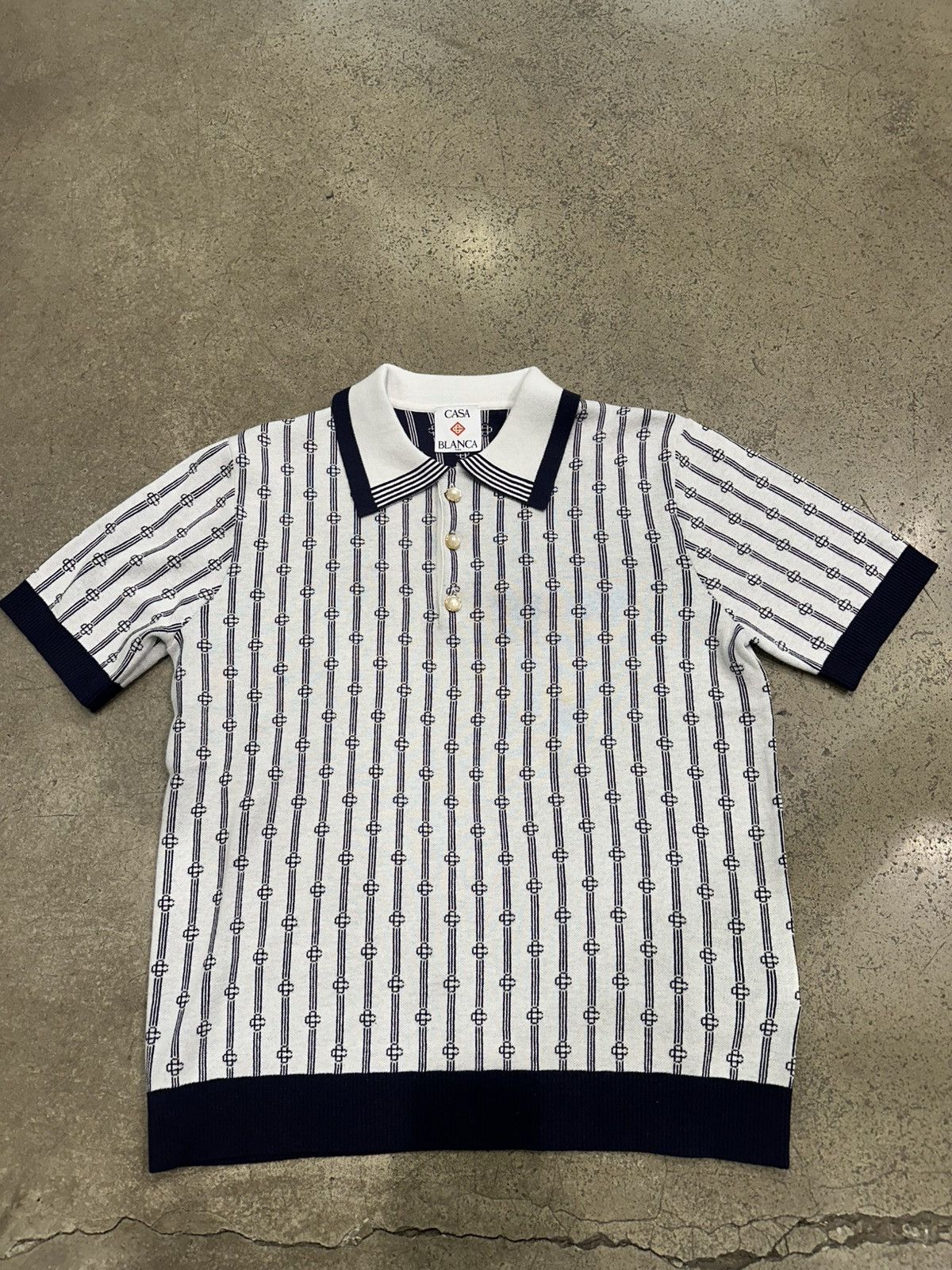 Casablanca CASABLANCA - Monogram Polo Navy Size US L / EU 52-54 / 3 - 1 Thumbnail