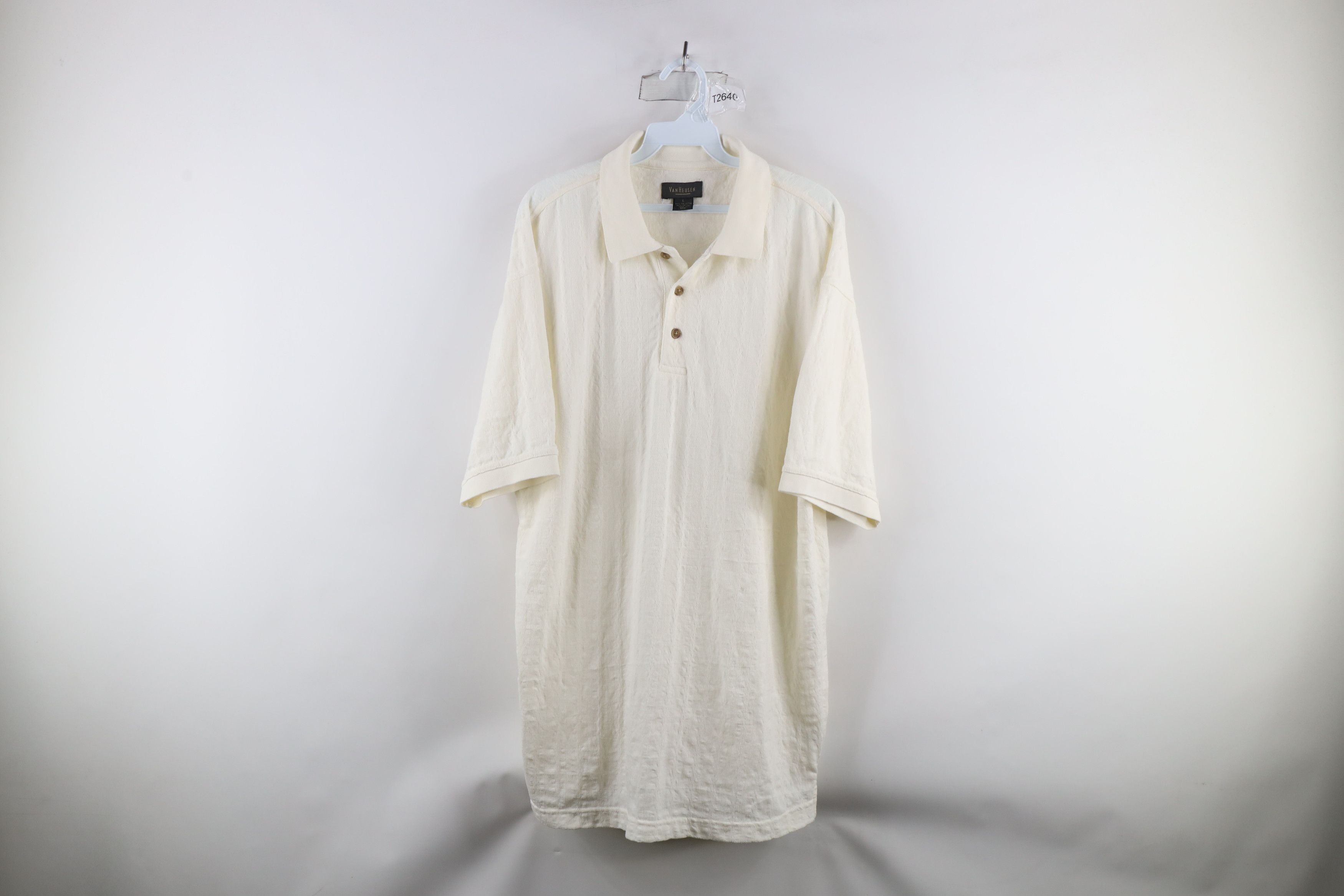 Vintage Vintage 90s Streetwear Ribbed Knit Collared Golf Polo White Size US L / EU 52-54 / 3 - 1 Thumbnail