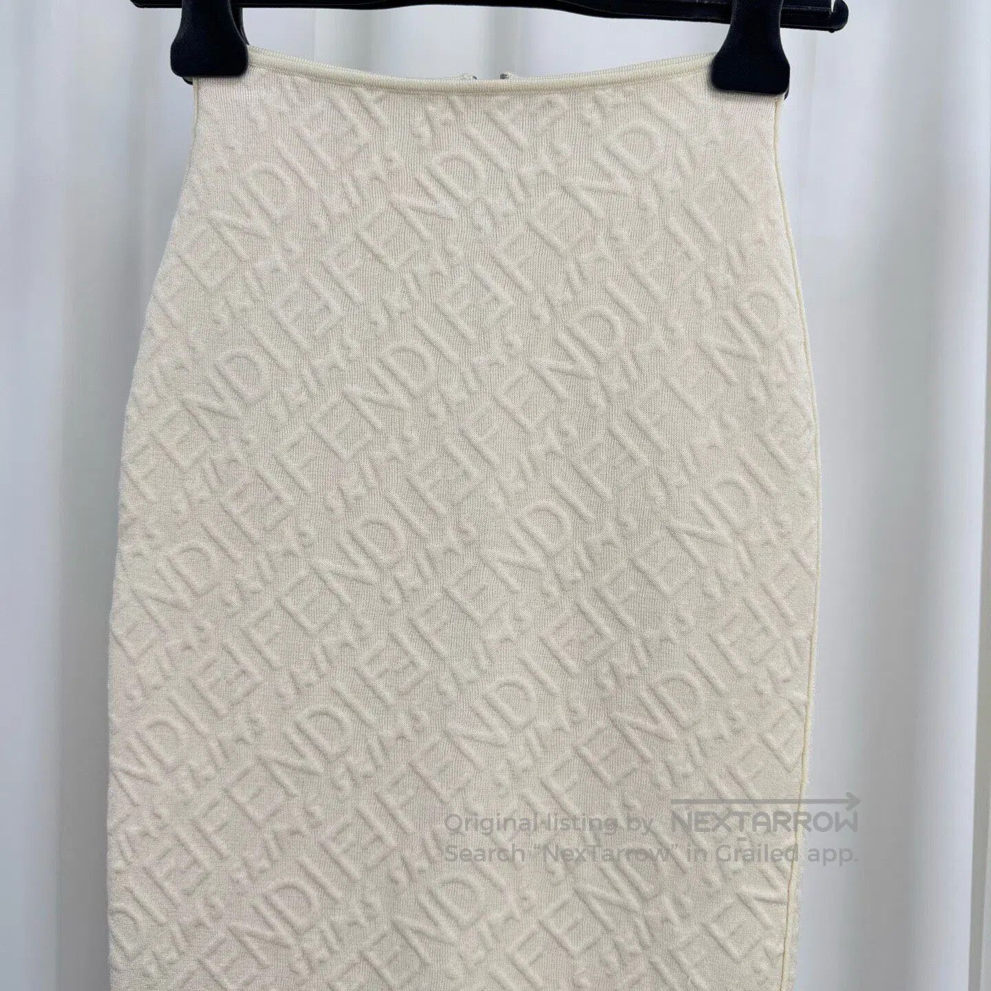 Fendi FENDI Off-White All-Over Embossed Print Skirt| Size XS / US 0-2 / IT 36-38 - 3 Thumbnail