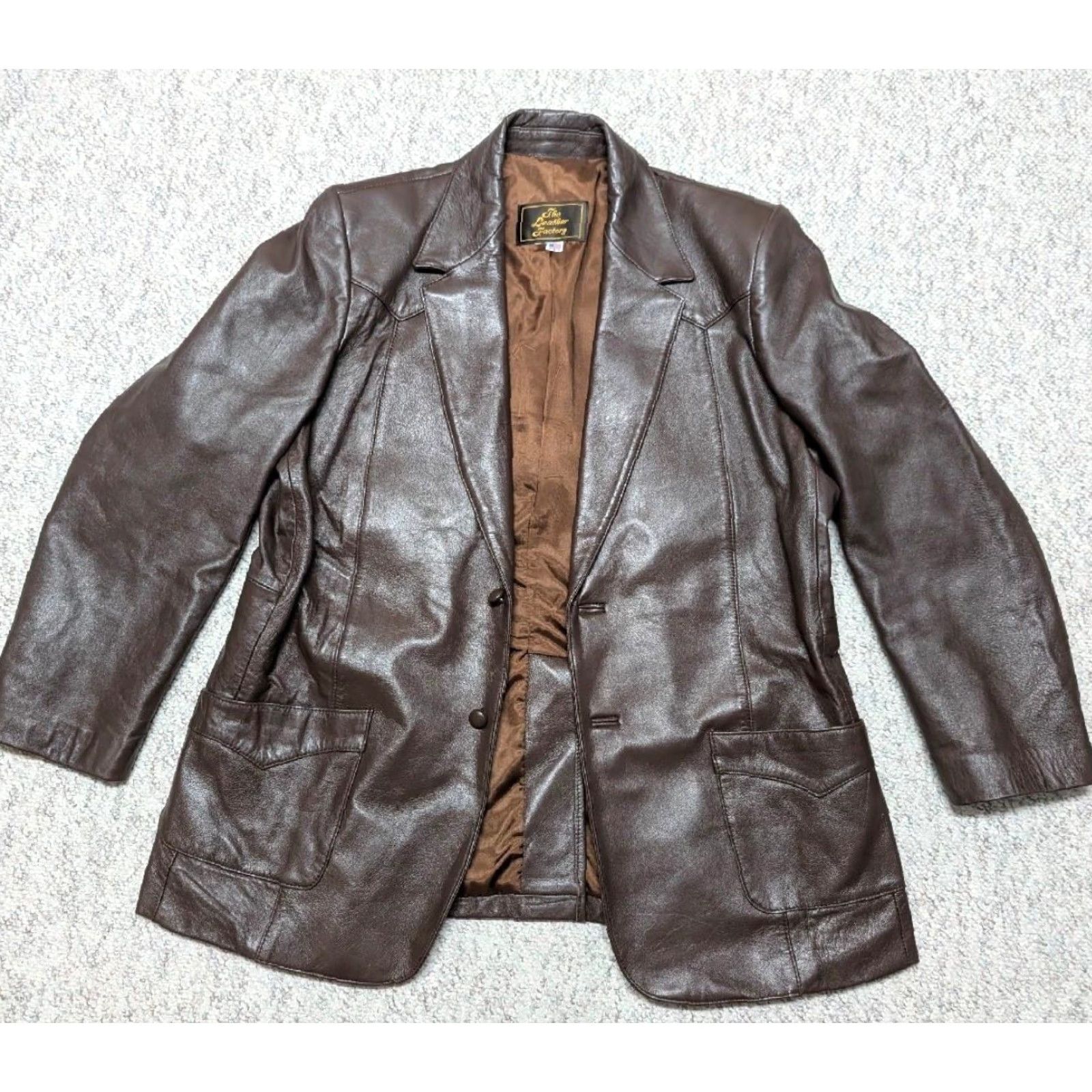 Vintage VINTAGE The Leather Factory Western Blazer Blazer 2XL Mens Brown Cowhide 48L Jacket 2XL USA Made Vintage Leather blazer Size 48R - 4 Thumbnail