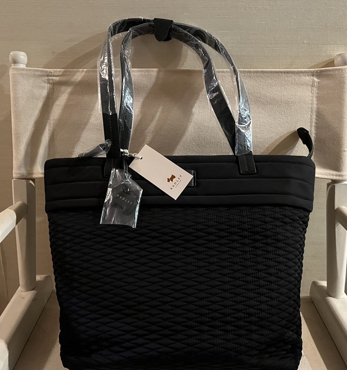 Designer Tote Bag NWT Black Nylon Radley London Penton Mews