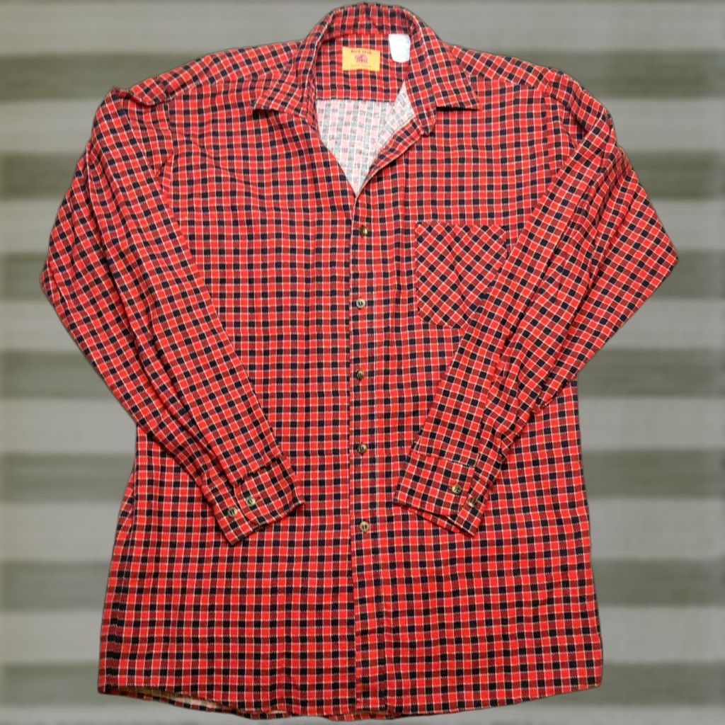 Vintage Vintage Red Oak Ranch Apparel Thick Flannel Red Made In USA Size M Tall Shirt Mens Regular Size US M / EU 48-50 / 2 - 1 Thumbnail