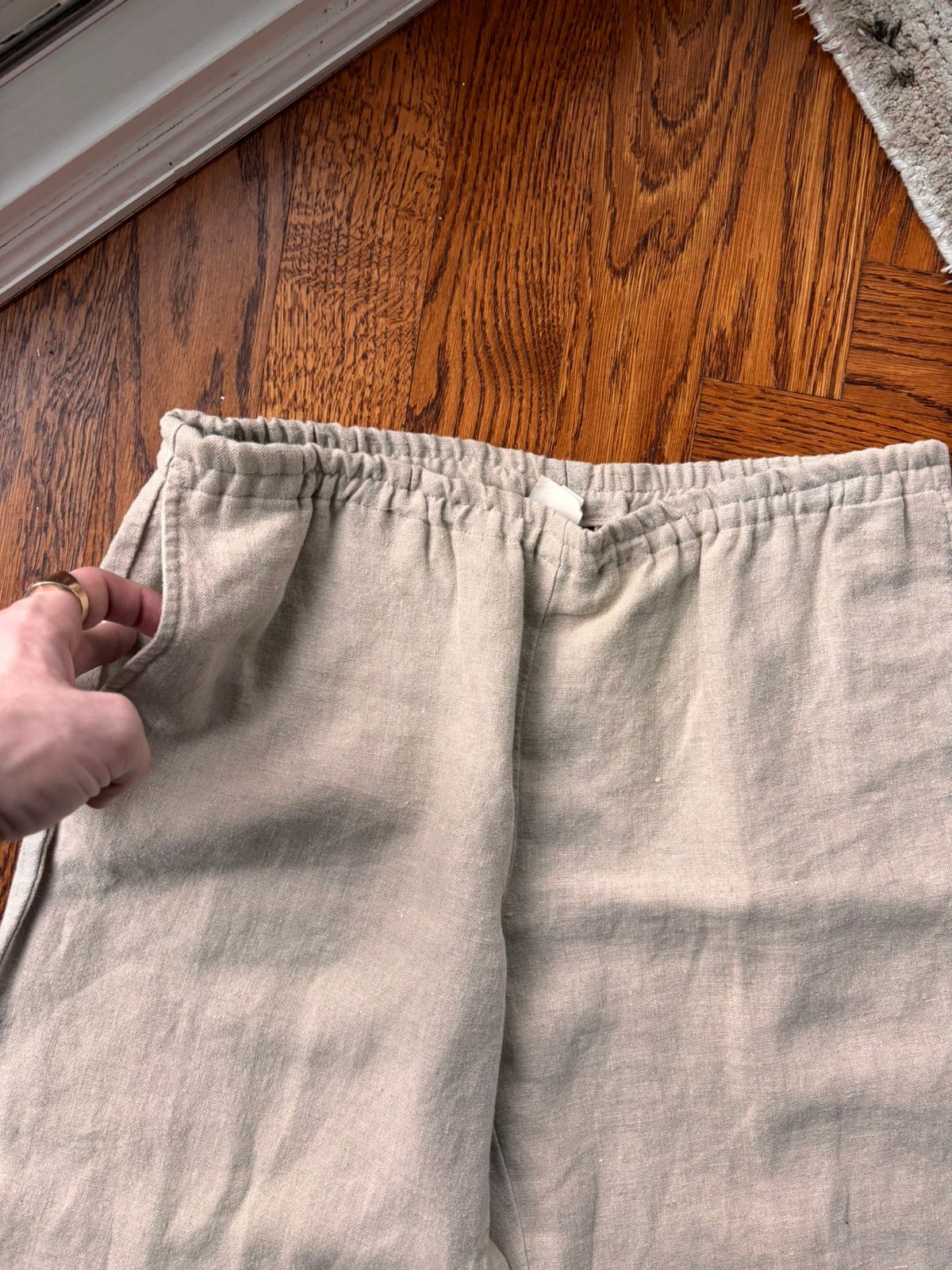 Vintage Vintage GAP Linen Pants 90s 2000s Loose Medium Elastic White Size 32" / US 10 / IT 46 - 3 Thumbnail