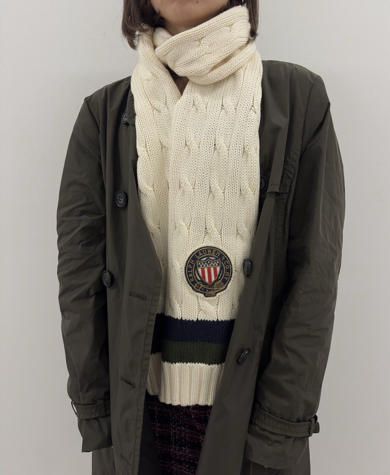 Polo Ralph Lauren Ralph Lauren Cotton Cashmere Blend Cable Knit Scarf Size ONE SIZE - 1 Thumbnail