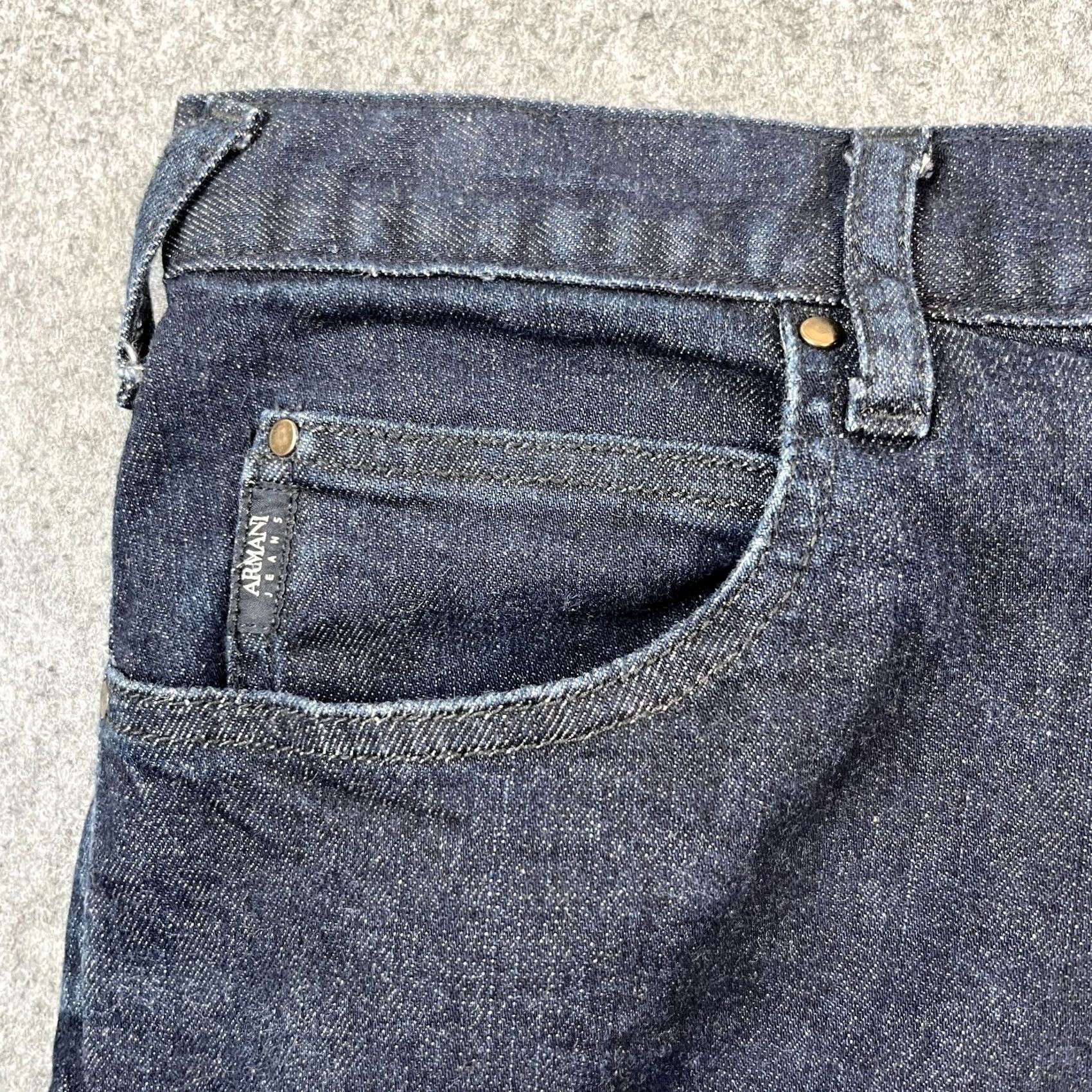 Vintage Armani Jeans Jeans Slim Straight 32 Dark Wash Blue Indigo Stretch J45 Mens Regular Size US 32 / EU 48 - 7 Thumbnail
