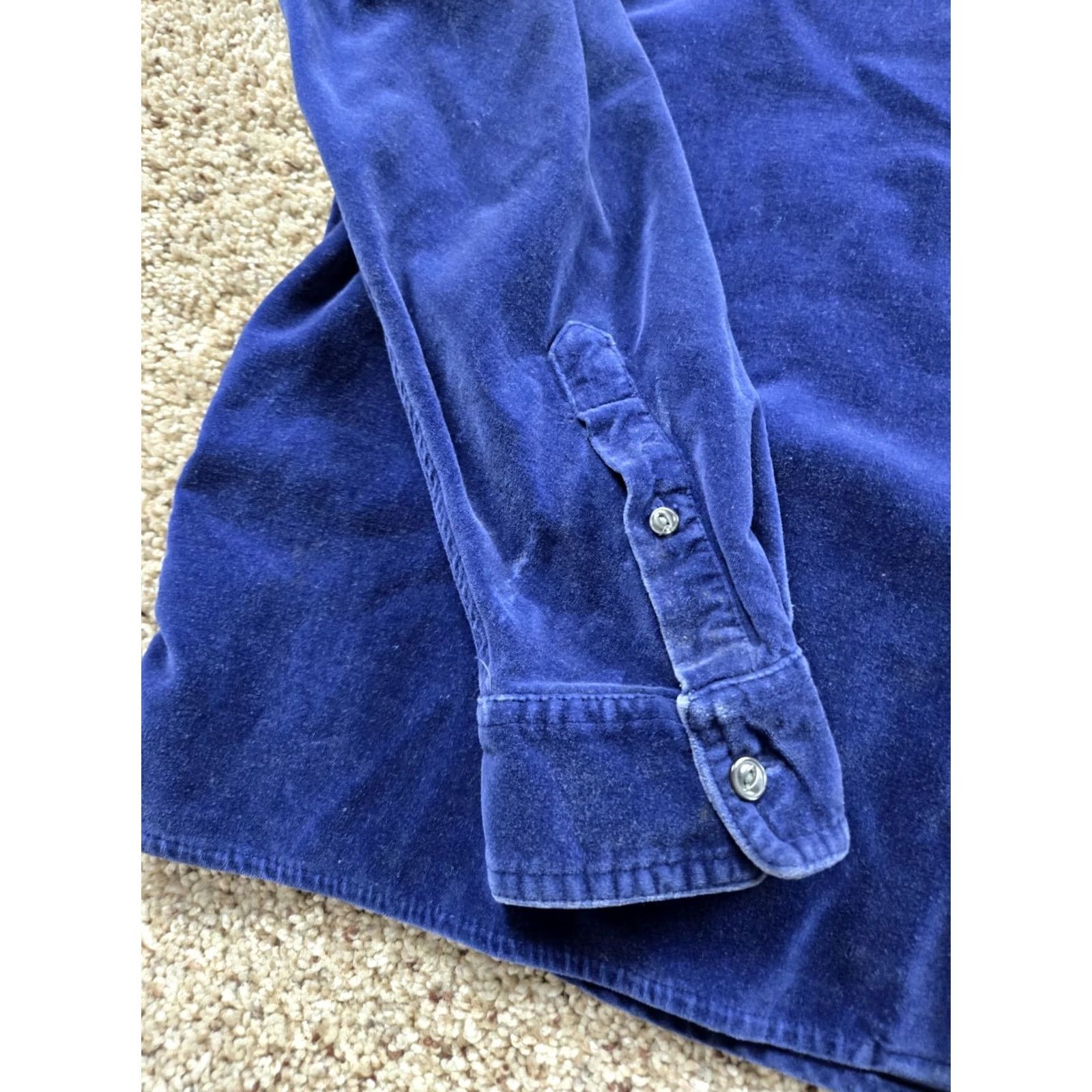 Alfani VINTAGE Alfani Shirt Mens Medium Blue Velvet Cotton Long Sleeve Button Up 90s Size US M / EU 48-50 / 2 - 3 Thumbnail