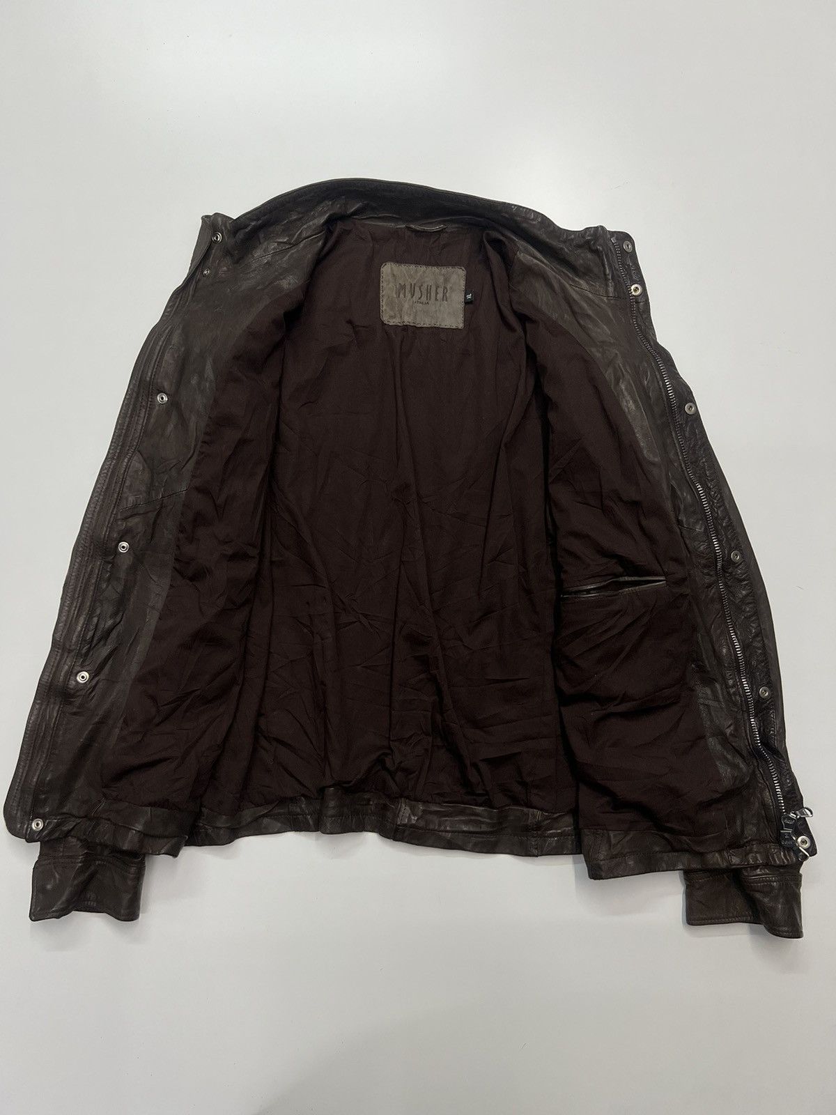 Other MUSHER ITALIA LEATHER JACKET MADE IN ITALY Size US XL / EU 56 / 4 - 4 Thumbnail