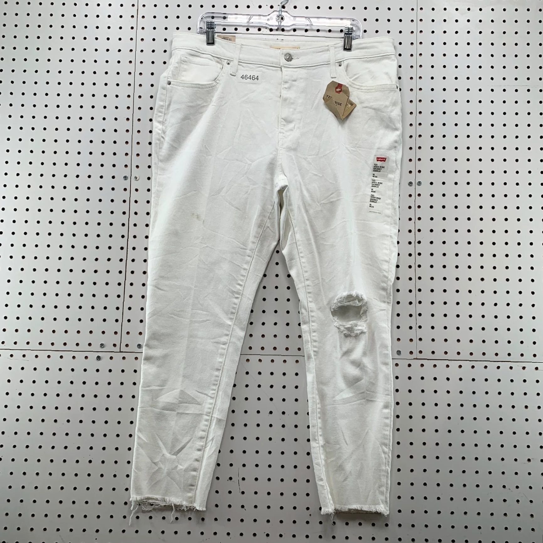 Levi's VINTAGE Levis 721 High Rise Skinny Anke Pants Womens 18 W34 White Slim NWT Size 24" / US 00 / IT 34 - 2 Thumbnail