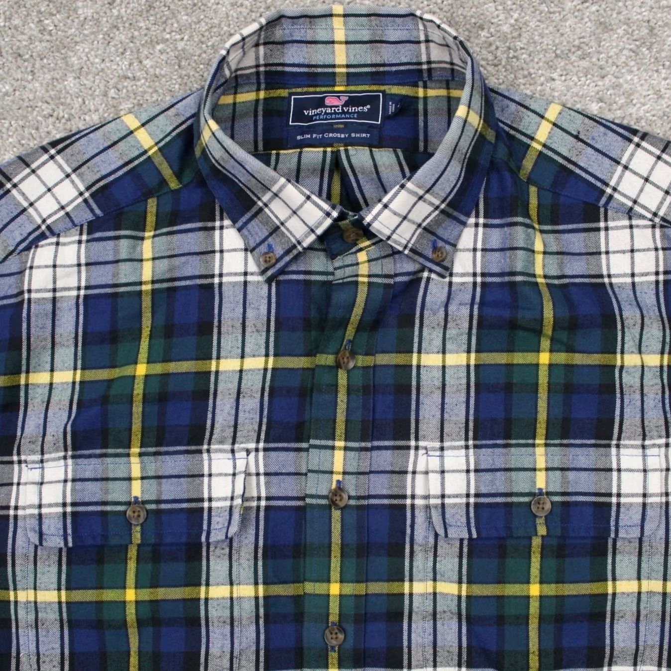 Vineyard Vines Vineyard Vines Shirt Men Large Blue/Yellow/White Slim Fit Crosby L/S Button-Up Plaid Size US L / EU 52-54 / 3 - 5 Thumbnail