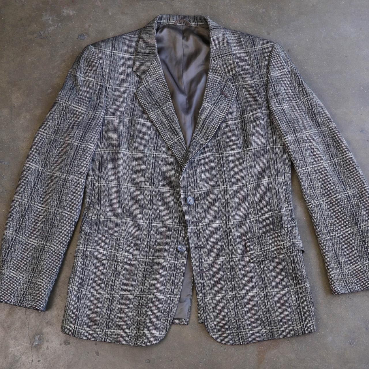 Christian Dior Monsieur Vintage 80s Christian Dior Sport Coat Gray Windowpane Check Size 40R - 1 Thumbnail