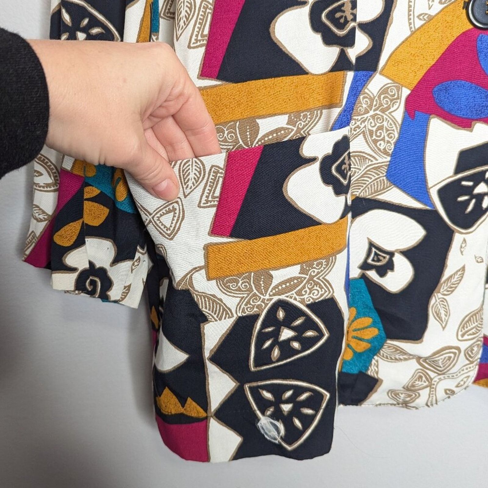 Vintage Vintage 80's Bright Geometric Pop Art Pattern Blazer Pockets Size L / US 10 / IT 46 - 6 Thumbnail