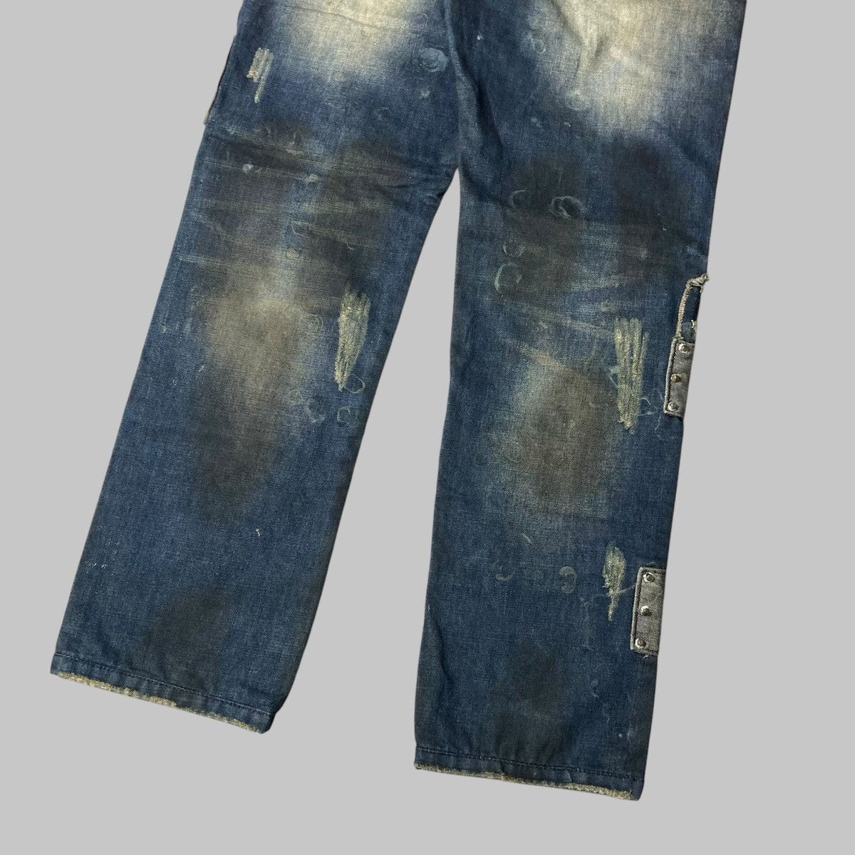 If Six Was Nine × Japanese Brand × Le Grande Bleu (L.G.B.) BIEPA Patchwork Distressed Studded Skull Punk Design Jeans Size US 35 - 5 Thumbnail