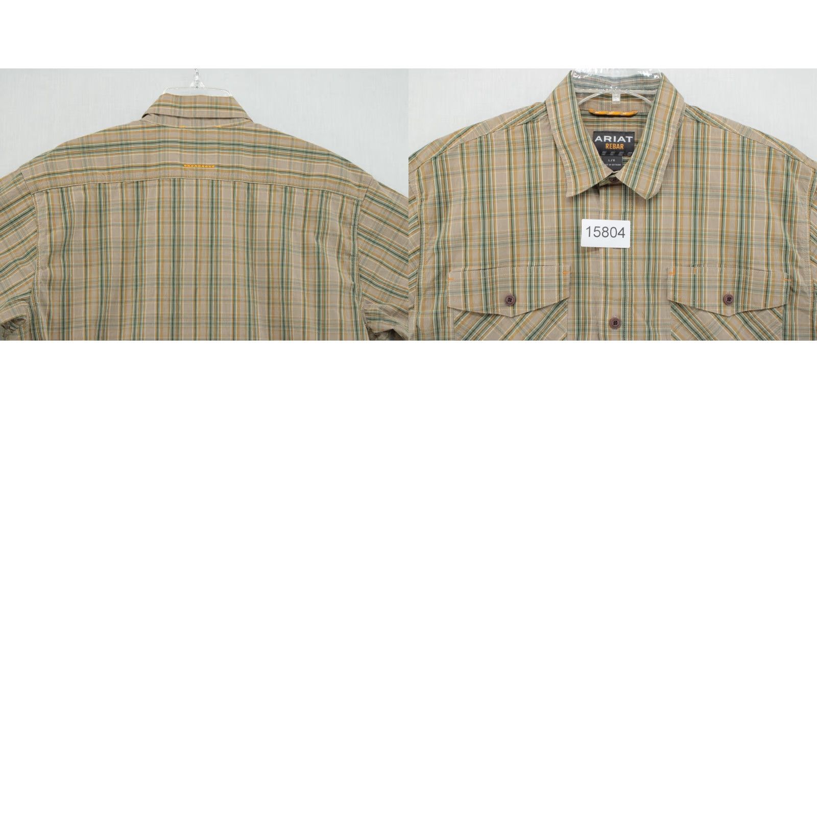 Ariat Ariat Rebar Western Shirt Men's L Brown Green Check Button Short Sleeve Cowboy Shirt Size US L / EU 52-54 / 3 - 8 Thumbnail
