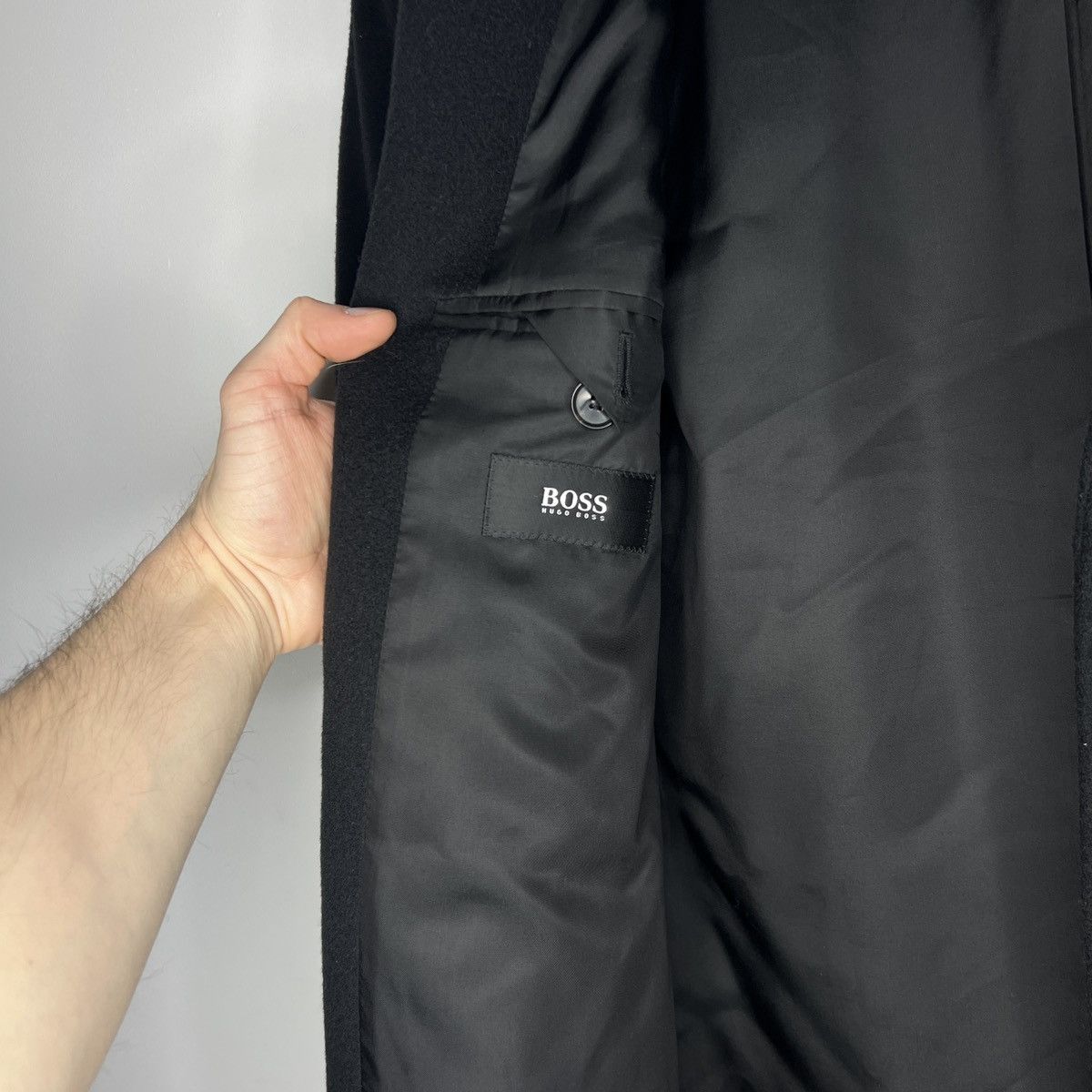 Hugo Boss Vintage Hugo Boss Wool Long Coat Jacket Black 90s Size US M / EU 48-50 / 2 - 10 Thumbnail