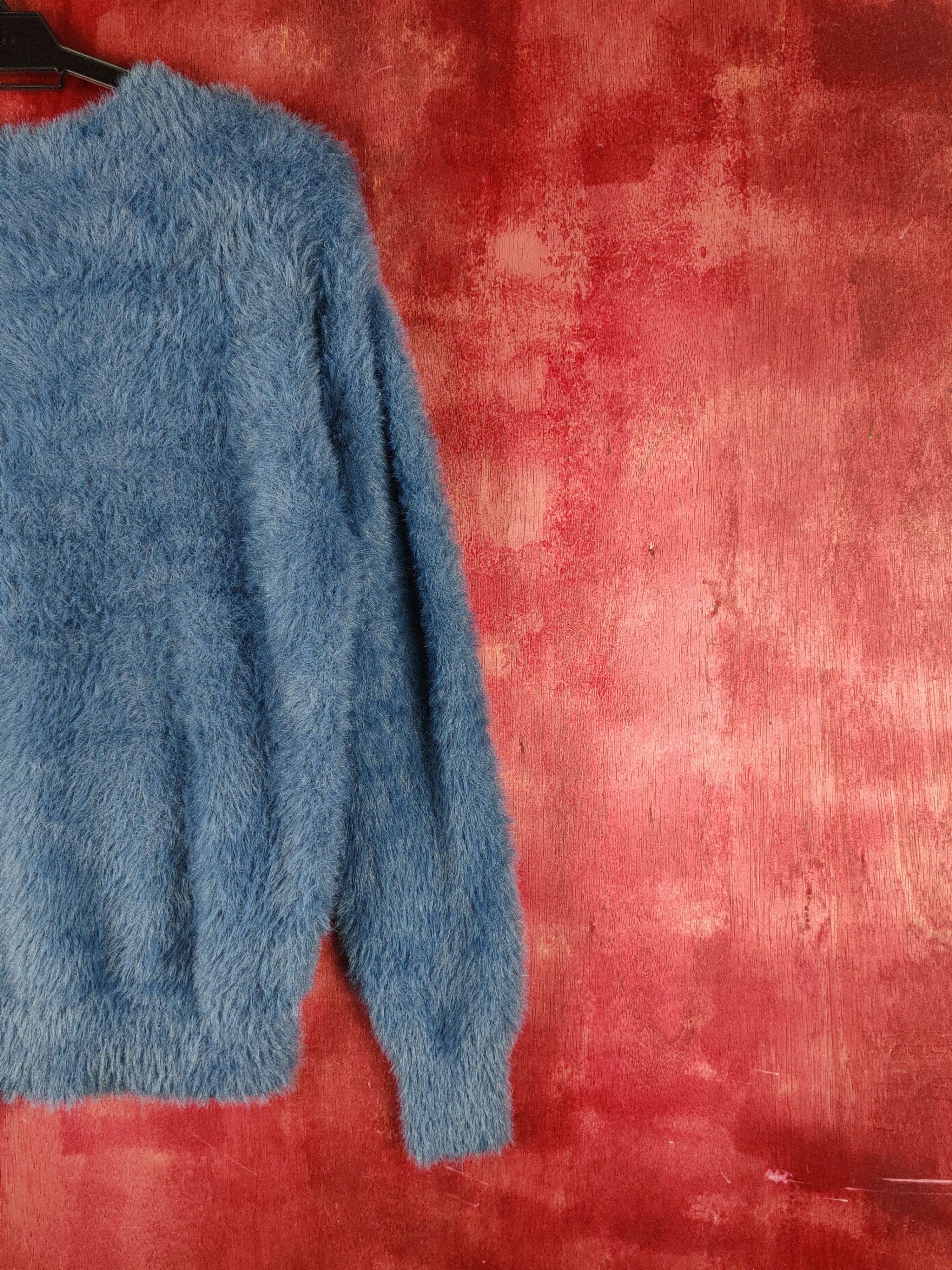Vintage Sense of Place Blue Shag Shaggy Fur Mohair Knitwear #S2166 Size M / US 6-8 / IT 42-44 - 9 Thumbnail