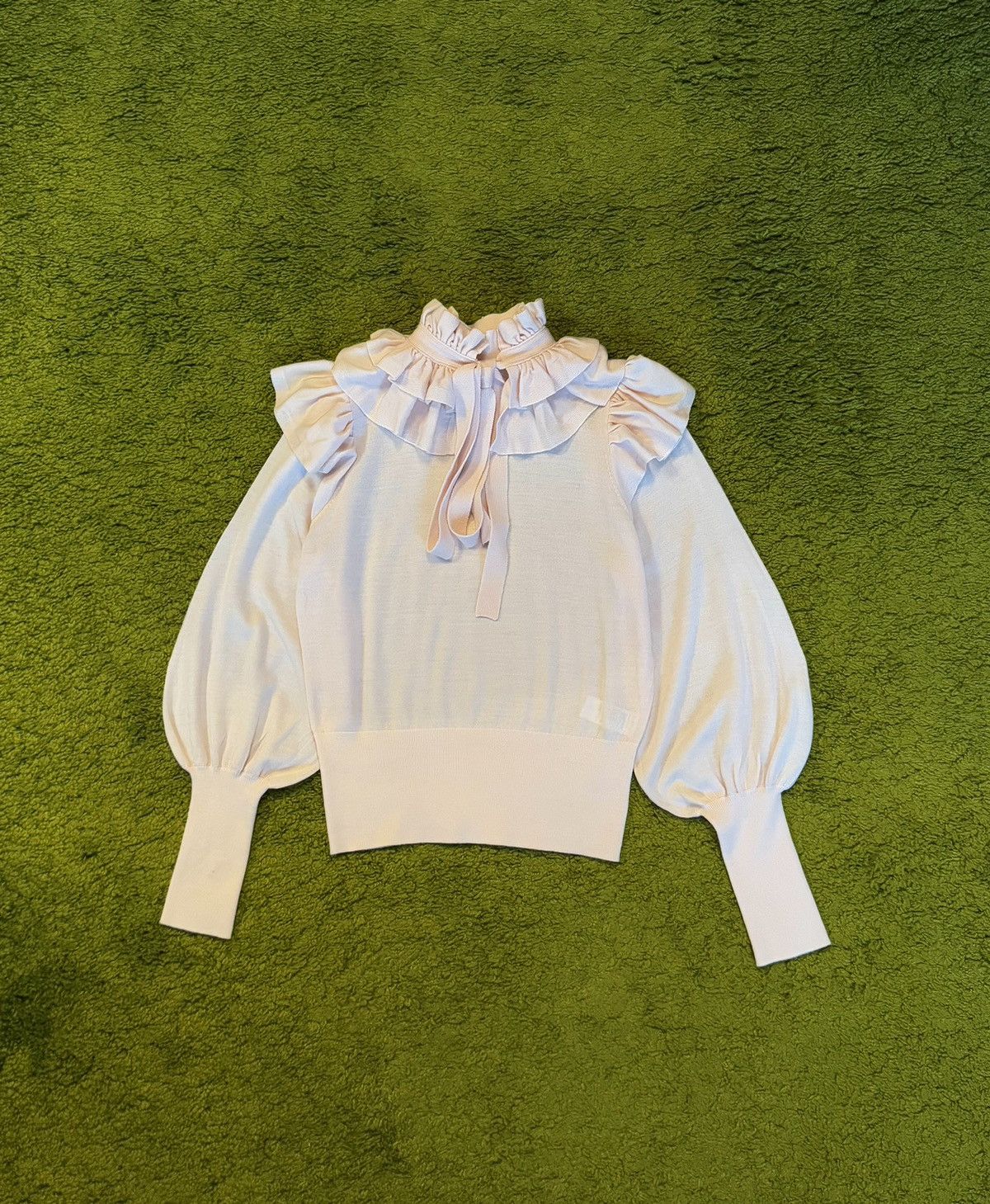 Designer × Zimmermann Zimmermann tie neck 100% merino wool luxury sweater Size S / US 4 / IT 40 - 1 Thumbnail